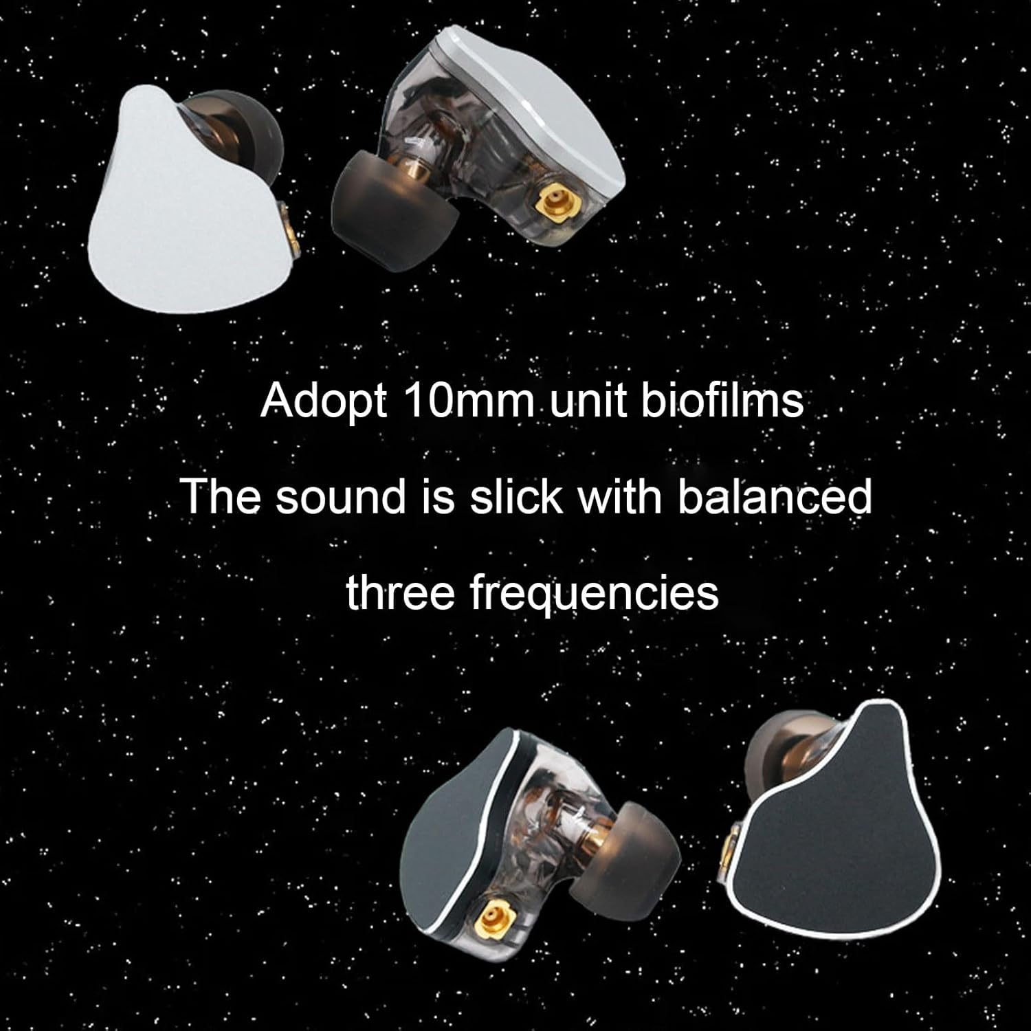 XUMIUZIY Hifi Wired IEM Earphones with Noise Isolation, 10Mm Bio Diaphragm, Detachable Silver Plated Cable, 3.5Mm Connector, 3 Sizes Ear Tips, Ergonomic Fit for Musicians, Gaming, Studio (Black)