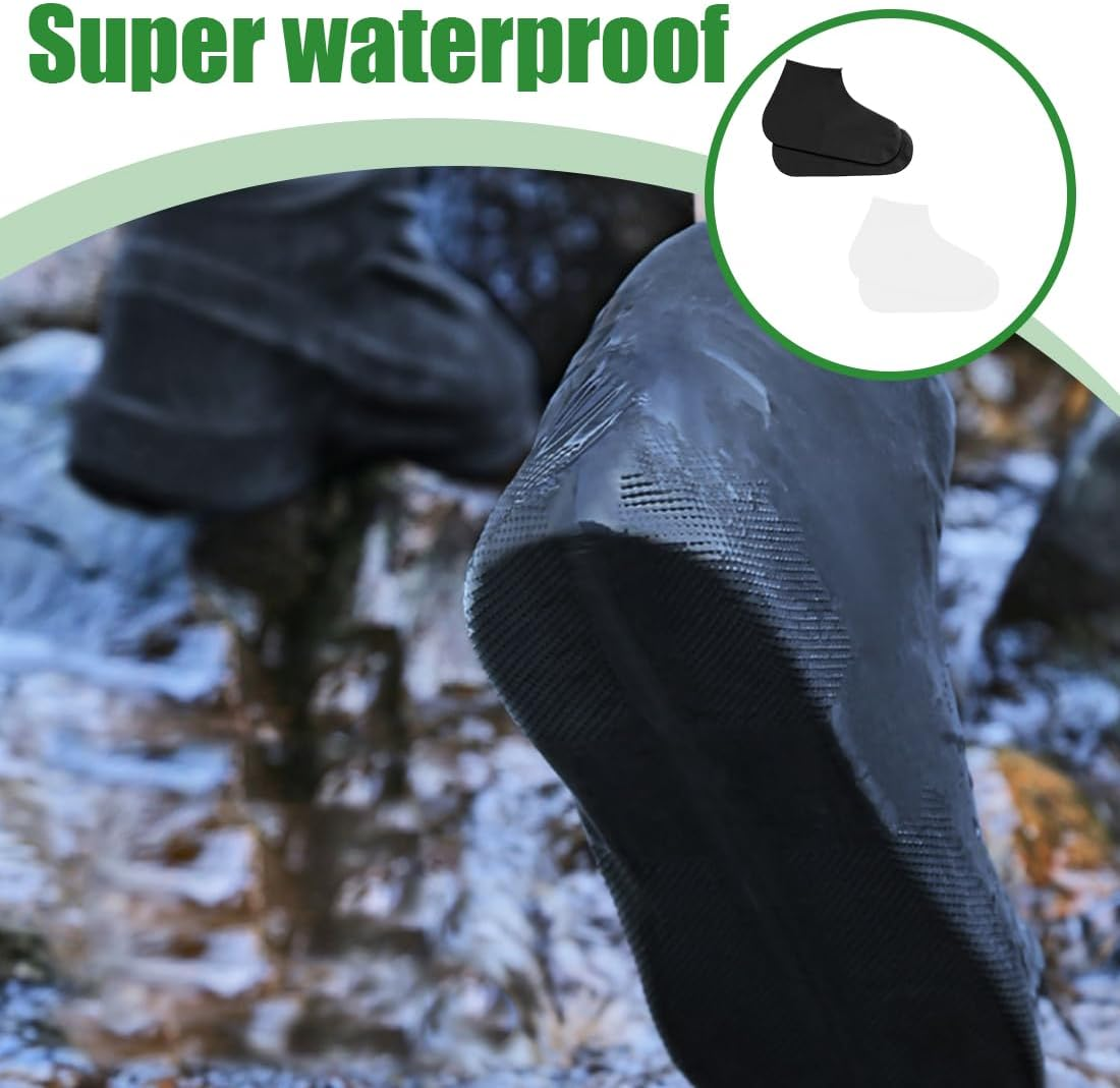 NHPY 2 Pairs of Shoe Covers Waterproof Shoe Covers Reusable Rain Cover Shoes Shoe Covers Rain L, Black, A image number 1