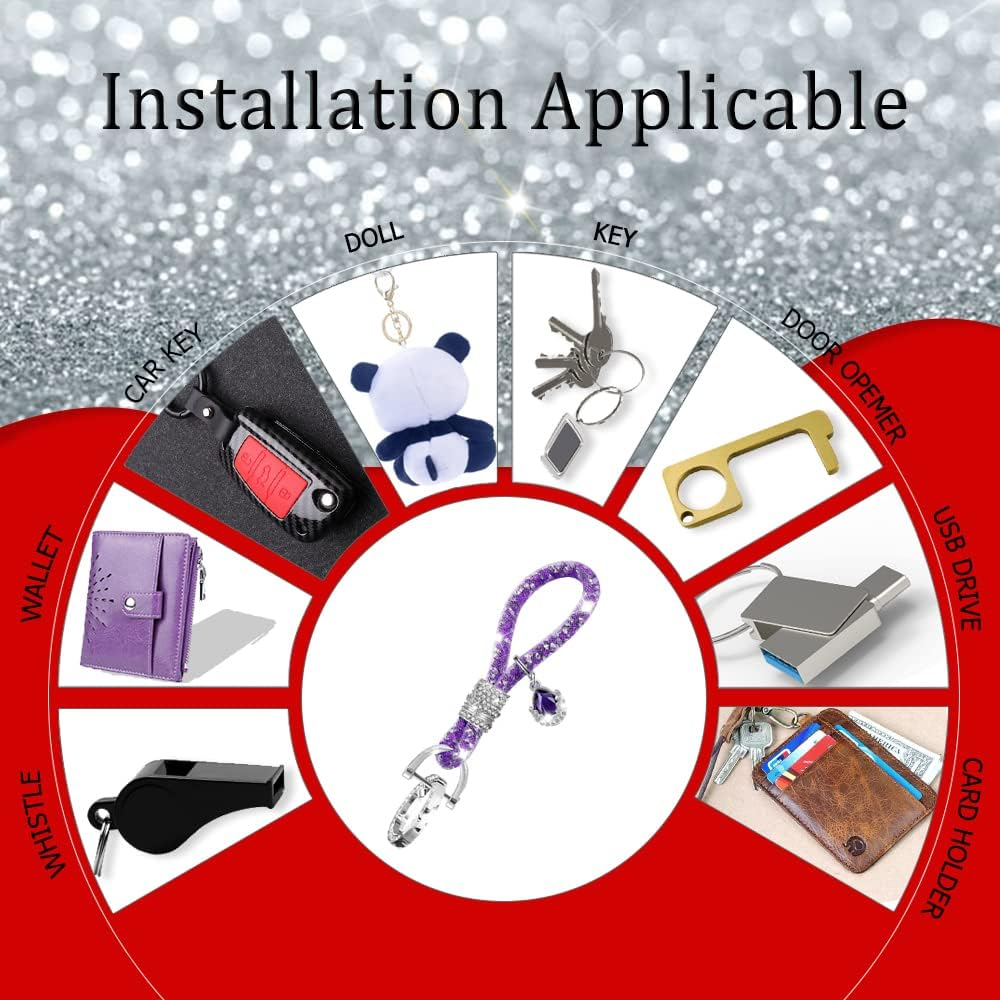 Crystal Car Key Chain for Women, Keychain Accessories with Bling Rhinestones, Keychain Accessories Car Key Decorations - Red image number 5