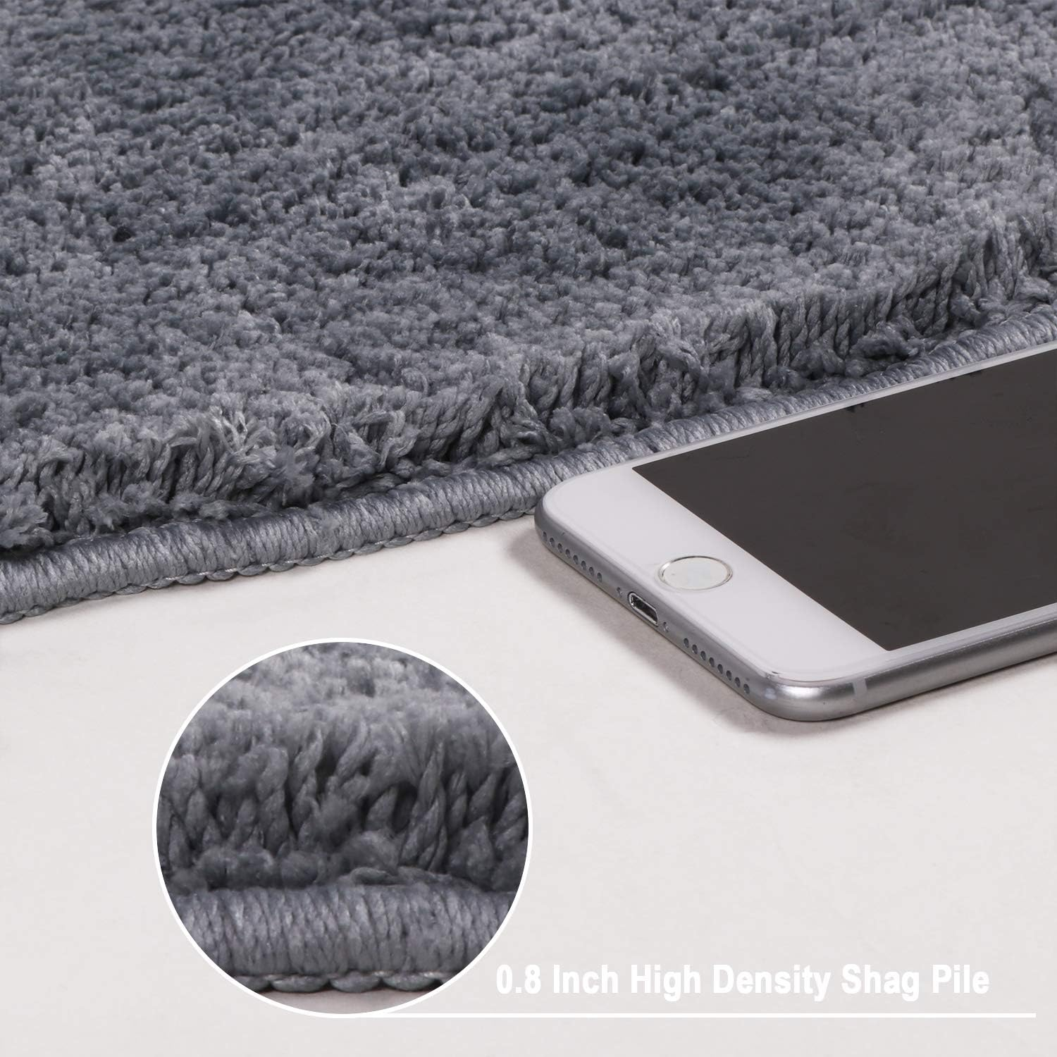 Seavish Luxury Grey Shag Curved Bath Rug, 18 X 57 Inch Non Slip Microfiber Soft Absorbent Fanned Shower Mats Washable Bathroom Rug Corner Bath Tub Floor Carpet for Quadrant Shower Stall image number 5