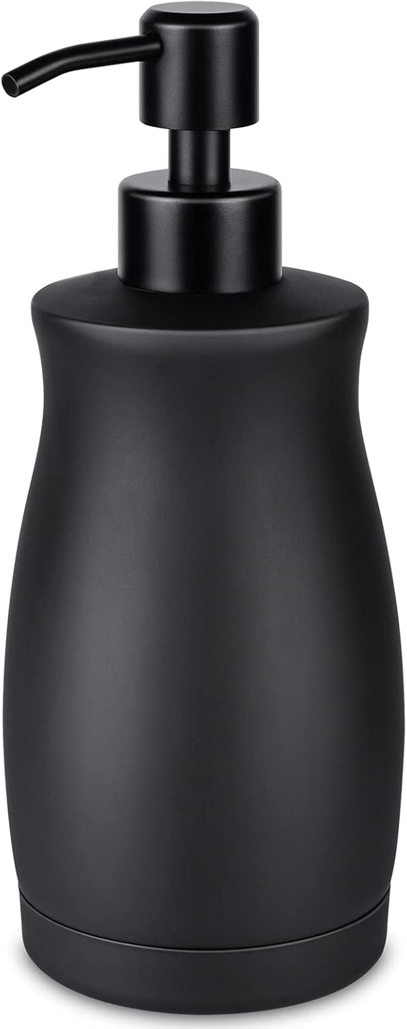 LALA DOLCE Black Stainless Steel Soap Dispenser, Modern Countertop Liquid & Lotion Dispenser for Kitchen and Bathroom-Rustproof Pump, Easy Refill & Clean-Elegant Home or Commercial Use (Black, 390Ml)