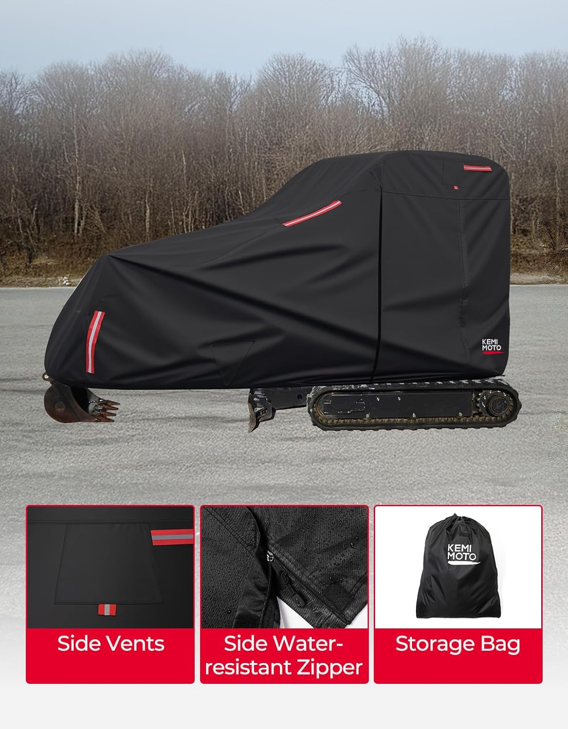 KEMIMOTO Mini Excavator Cover Compatible with Kubota U17 / Kubota KX018-4 / Bobcat E17 / Bobcat E19 / Bobcat E20 Waterproof and Ventilated Cover with Side Zipper image number 3