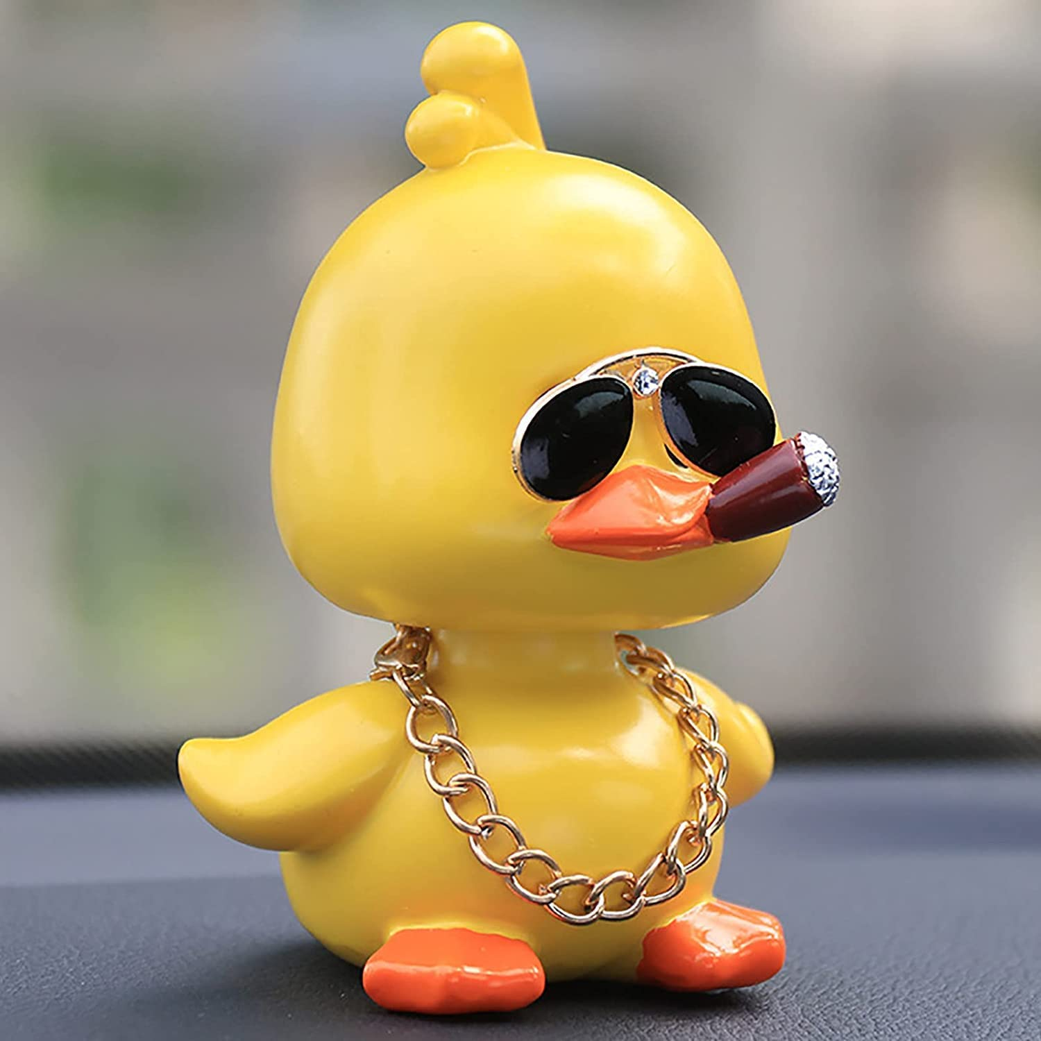 Wonuu Cute Yellow Duck Car Ornaments Cool Duck Car Dashboard Decorations Shaking Head Doll image number 6