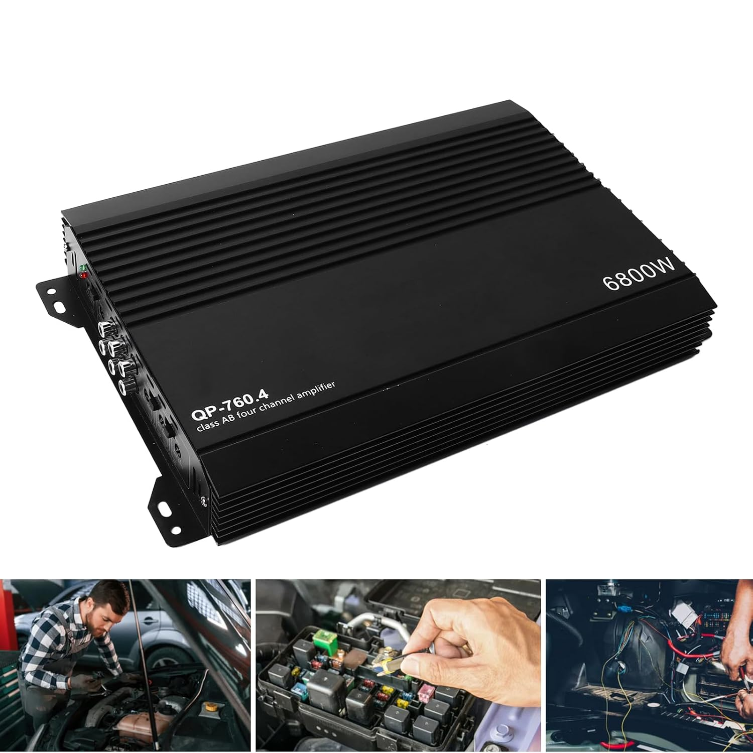 Car Audio Amplifier, Car Stereo Amplifier 4 Channel Aluminum Alloy High Heat Dissipation Power Amp for Car Speakers, Boost Your Car Speakers Sound Quality image number 1