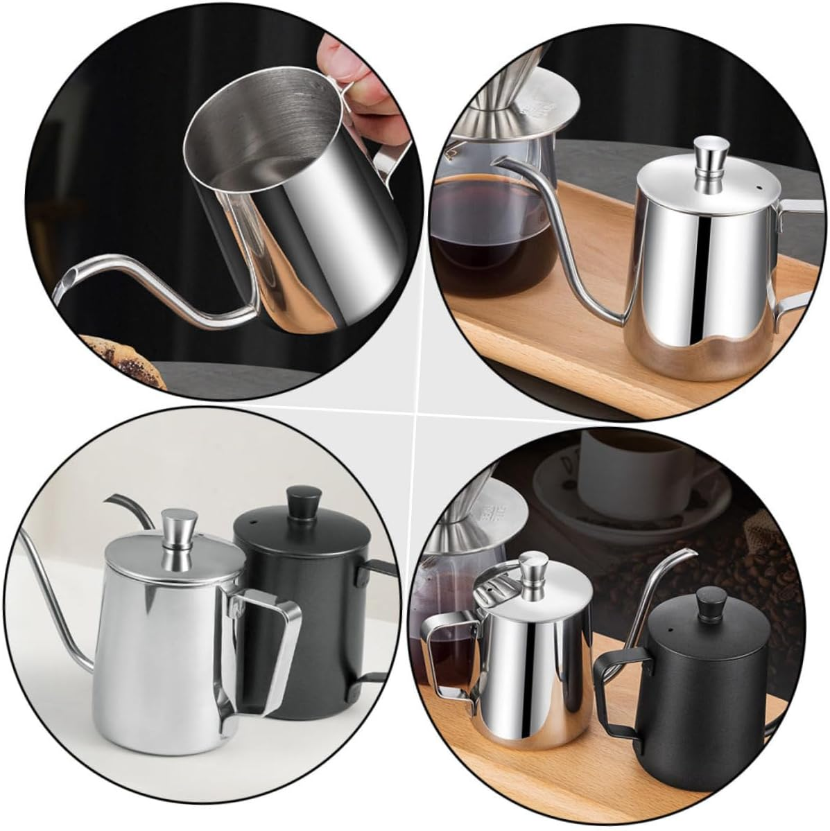 HEANUJJ Stainless Steel Mini Coffee Pot with Lid Polished Household Water Kettle for Home Office and Tea Use Fine Workmanship and Practical Design image number 3