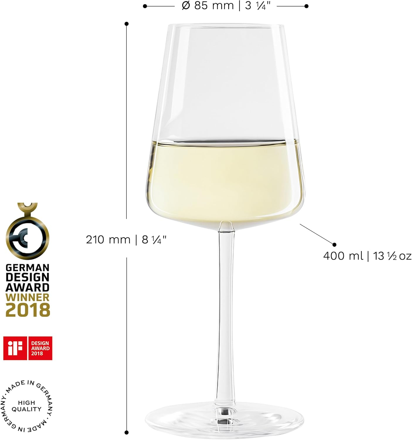 St&ouml;lzle Lausitz White Wine Goblets Power 400 Ml I White Wine Glasses Set of 6 I Modern Wine Glasses Dishwasher Safe I White Wine Goblet Set Shatterproof I like Mouth-Blown I image number 4