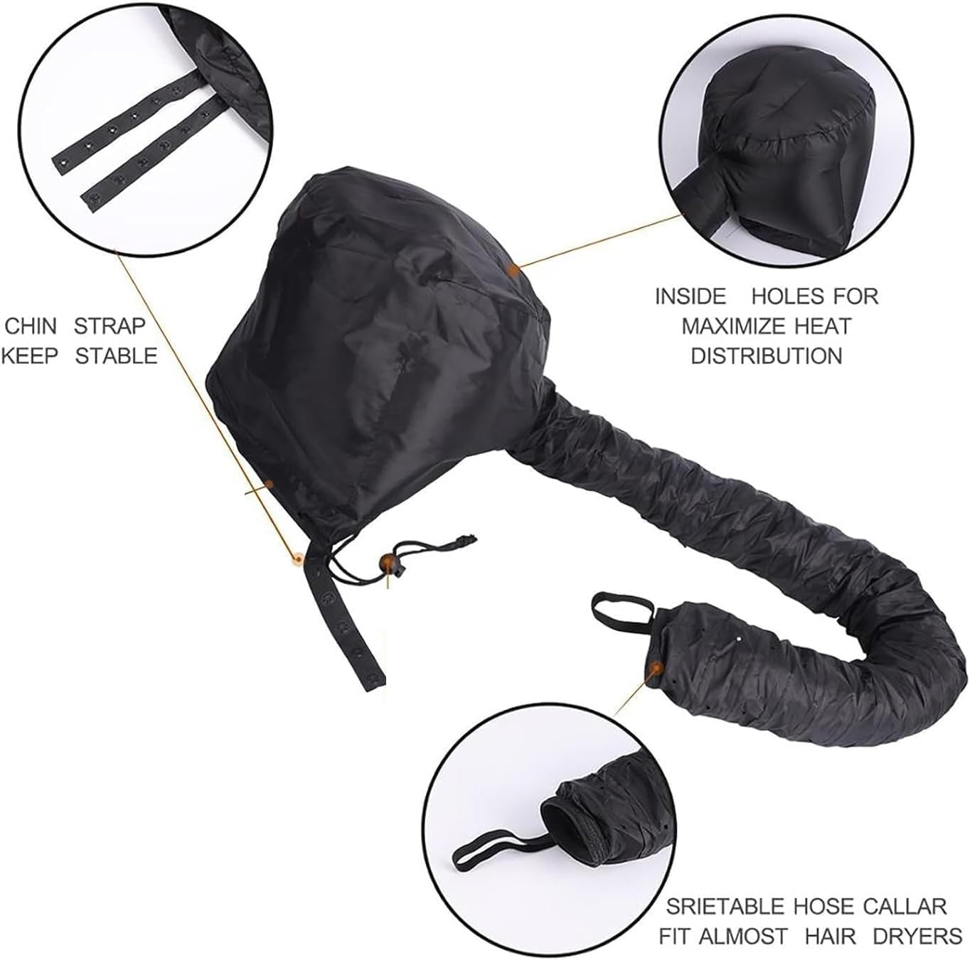 Net Plopping Cap for Drying Curly Hair, Adjustable Net Cap for Drying Curl with Drawstring, Hair Dryer Bonnet, Plopping Hair for Women (Black, One Size)