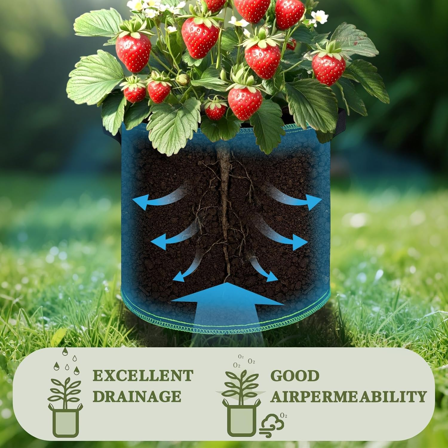 4-Pack 7 Gallon Grow Bags, Heavy Duty Plant Grow Bags with Handles, Flower Grow Bag, for Potato, Breathable Fabric Pots for Tomatoes, Vegetables, Flowers for Garden Planting(35X30Cm, Black) image number 6