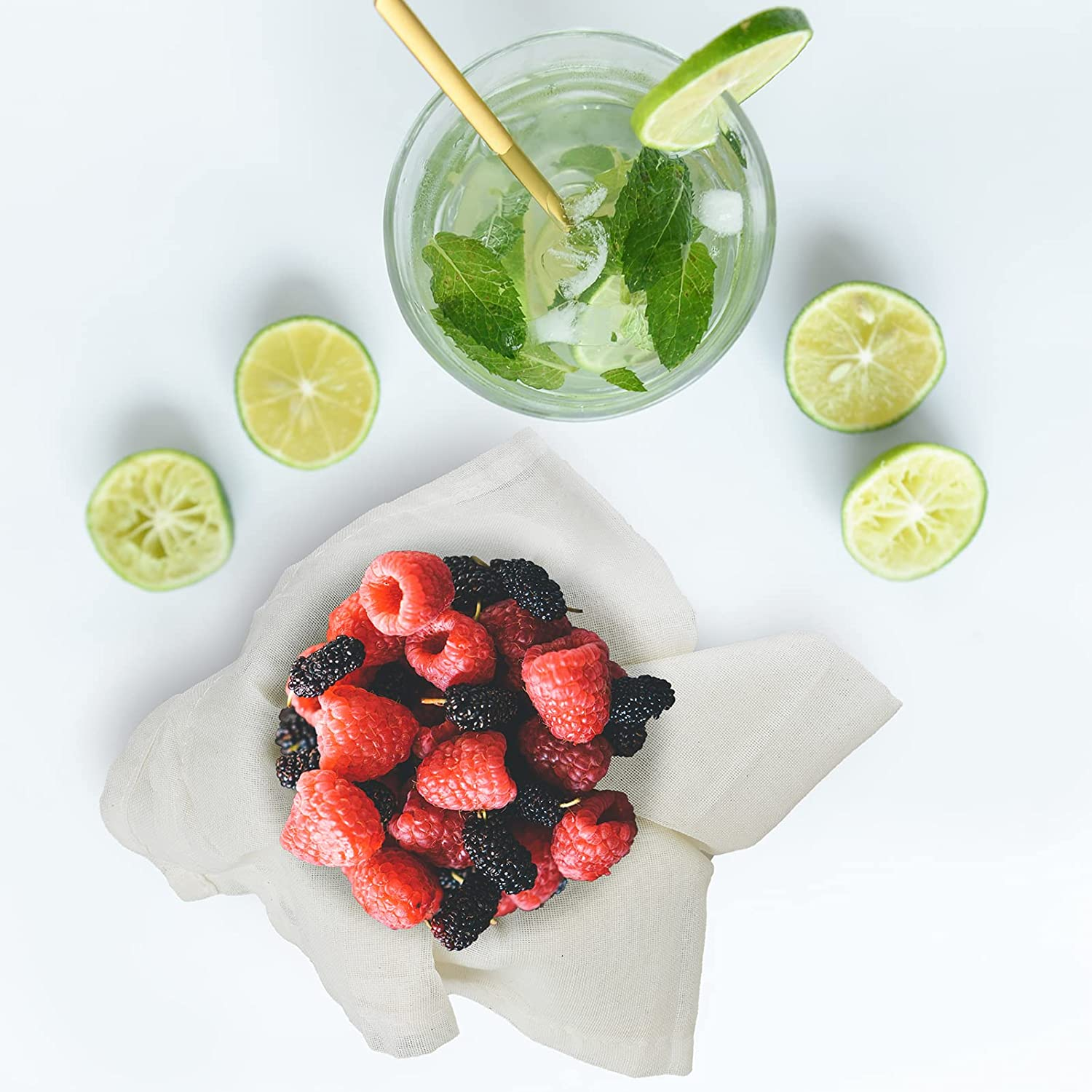 Cheesecloth Grade 90 20X20Inch Hemmed 100% Unbleached Cotton Reusable Ultra Fine Cheese Cloths for Straining Cooking Brewing Coffee Tea Cheesemaking and Baking as Strainer Filter - 50X50Cm2Pcs image number 2