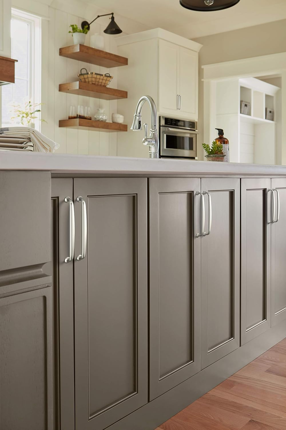 Amerock | Cabinet Pull | Satin Nickel | 6-5/16 Inch (160 Mm) Center-To-Center | Renown | 1 Pack | Drawer Pull | Cabinet Handle | Cabinet Hardware image number 5