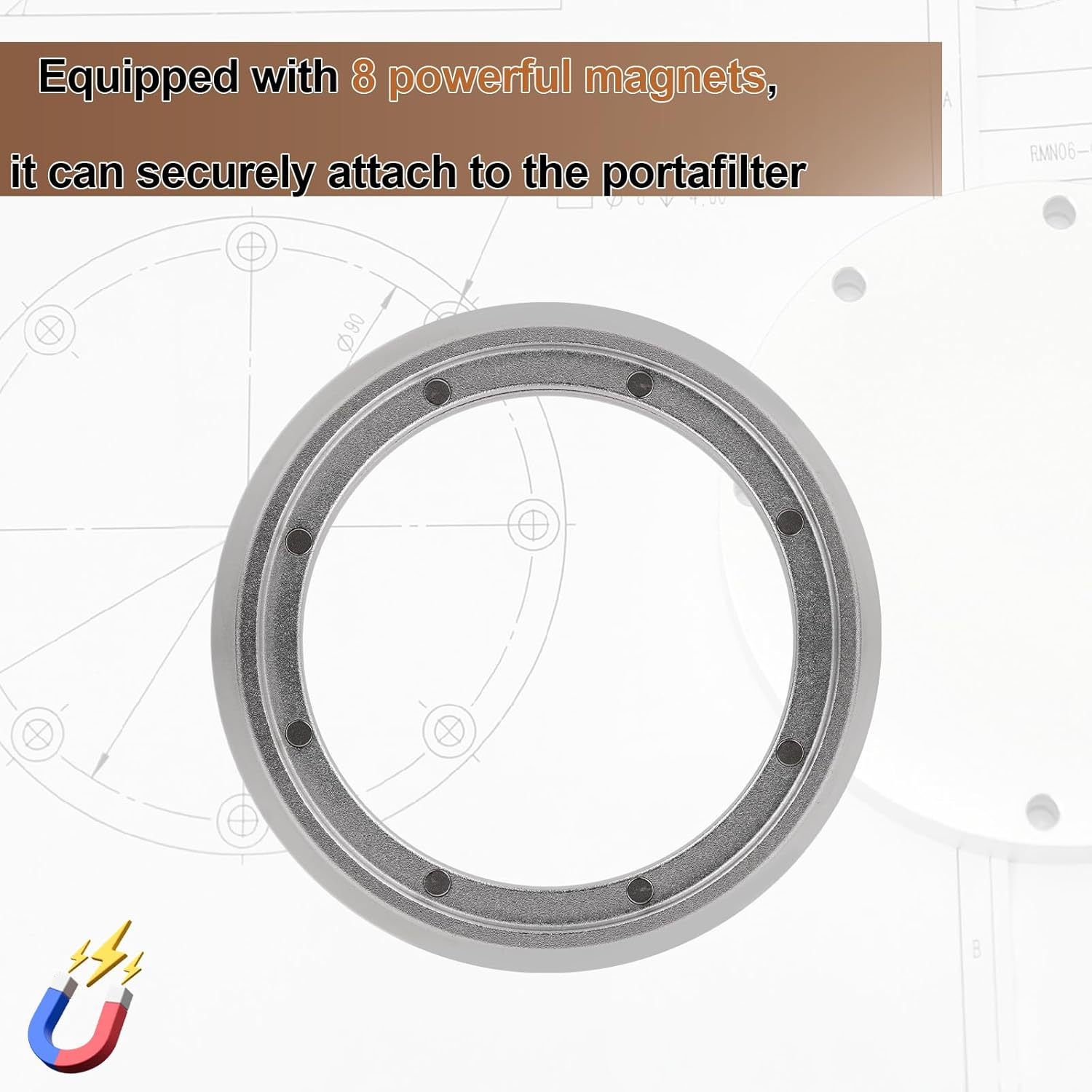 58Mm Magnetic Dosing Funnel Compatible with 58Mm Protafilter,Espresso Coffee Dosing Ring - 20Mm Anodized with 8 Neodymium(Silver)