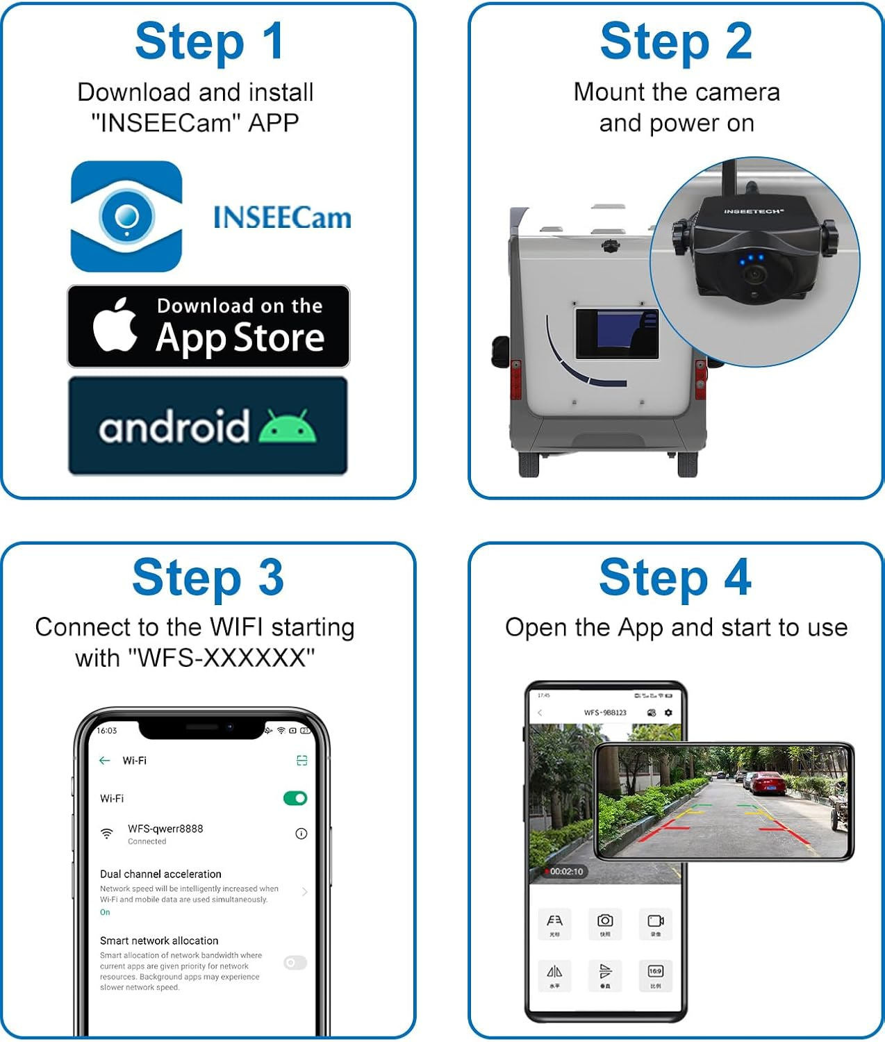 INSEETECH 1080P Magnetic Wireless Reversing Camera,90 Days Standby Rechargeable Battery, Waterproof Ip69K,Night Vision, Rear/Front View Camera for Caravan Trailer Pickup RV Car for Iphone Ipad Android image number 2