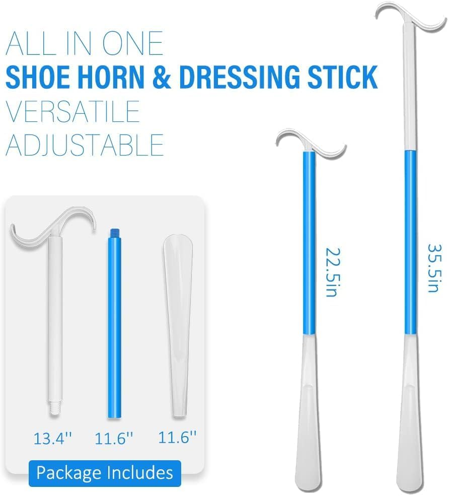 35.5 Inch Long Handled Shoe Horn, Dressing Stick, Sock Remover Aid Helper - Versatile, Adjustable Dressing Aid for Shoes, Socks, Shirts, Pants - Long Shoe Horn, Shoe Horn Long Handle for Seniors image number 3