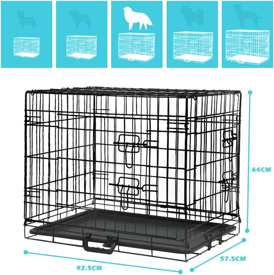 Advwin 36" Dog Cage Pet Crate Puppy Cat Foldable Metal Kennel 2 Doors with Removable Tray image number 6