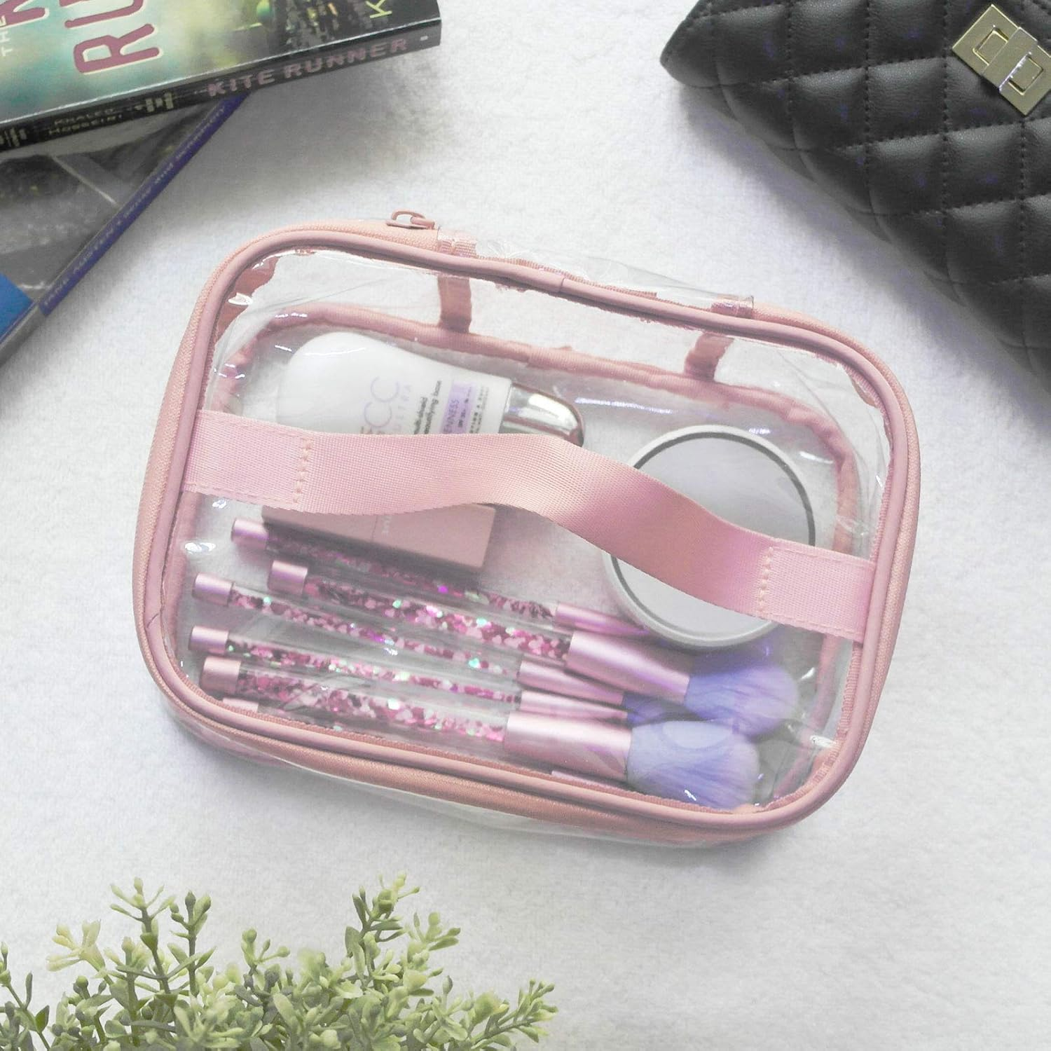 FIYUK Toiletry Bag Makeup Cosmetic Clear Bag Portable Waterproof Transparent Travel Large Storage