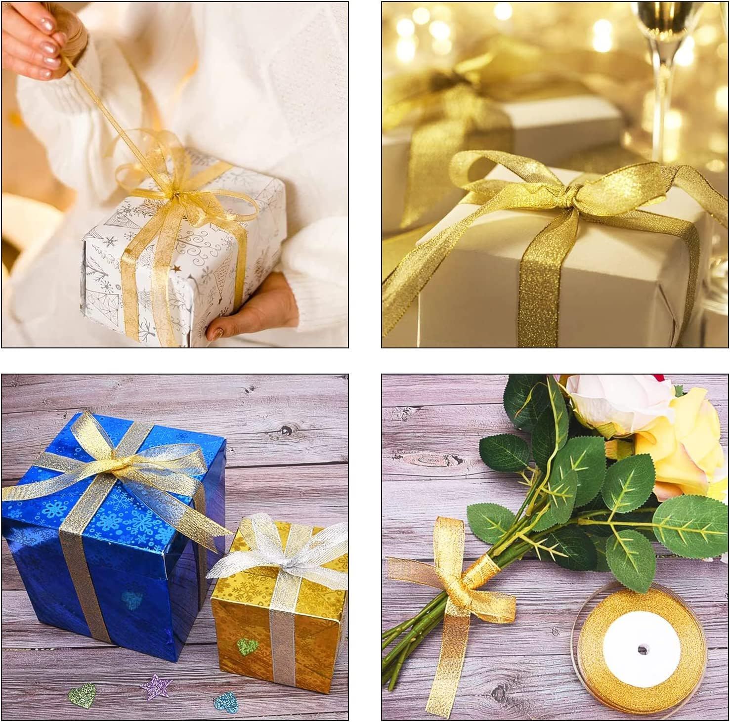 Gold Satin Ribbon,Fabric Satin Ribbons,Solid Polyester Ribbon,Silk Satin Roll Satin Ribbon,2 Pack Polyester Fabric Ribbons,Fabric Ribbons Satin Ribbons Solid Polyester Ribbon for Gift Wrapping image number 5