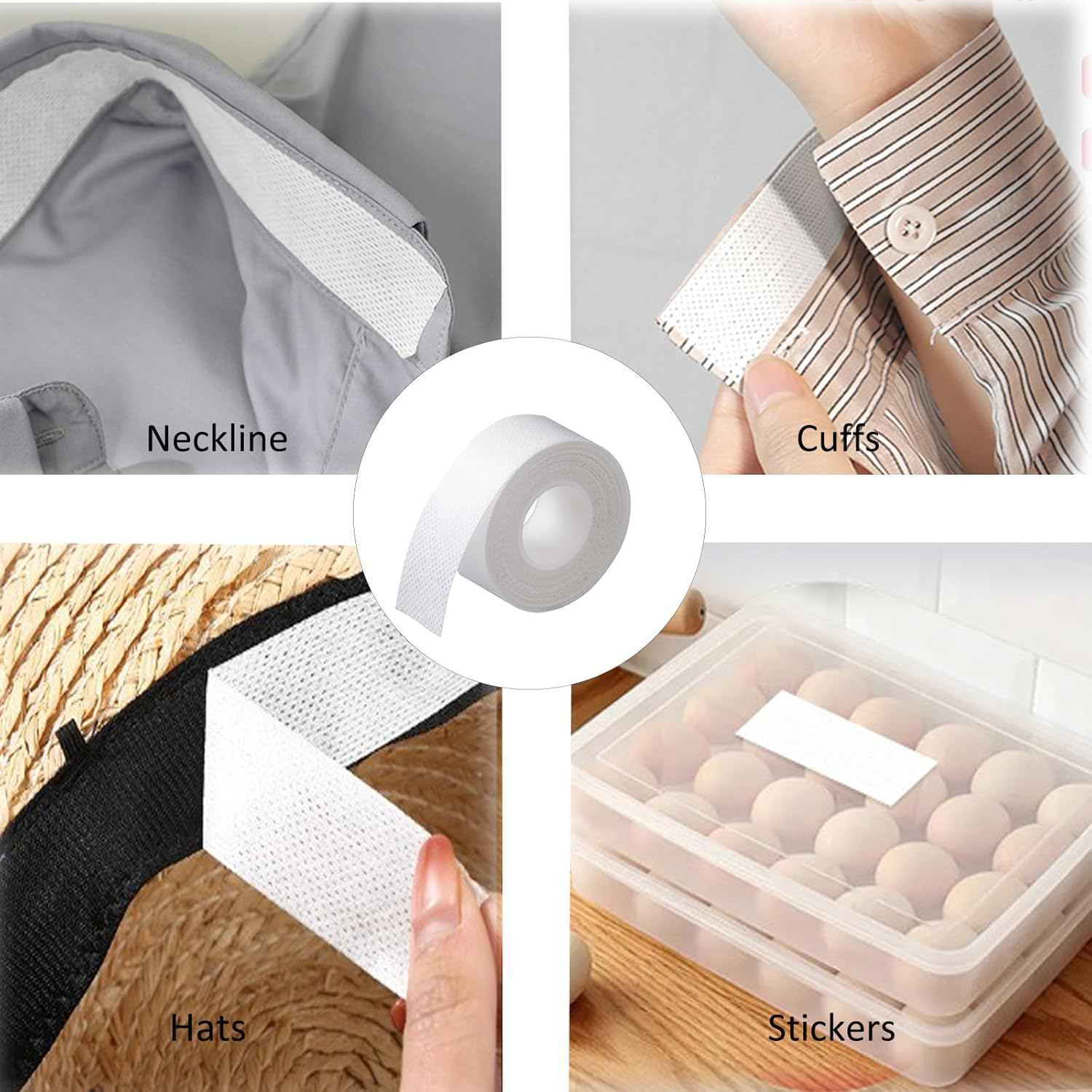 6 Rolls Disposable Collar Protector Hat Shirt Collar Sweat Protectors Collar Protector Sweat Pads Self-Adhesive Shirt Collar Protector for Shirt Collar Hat Brims image number 6