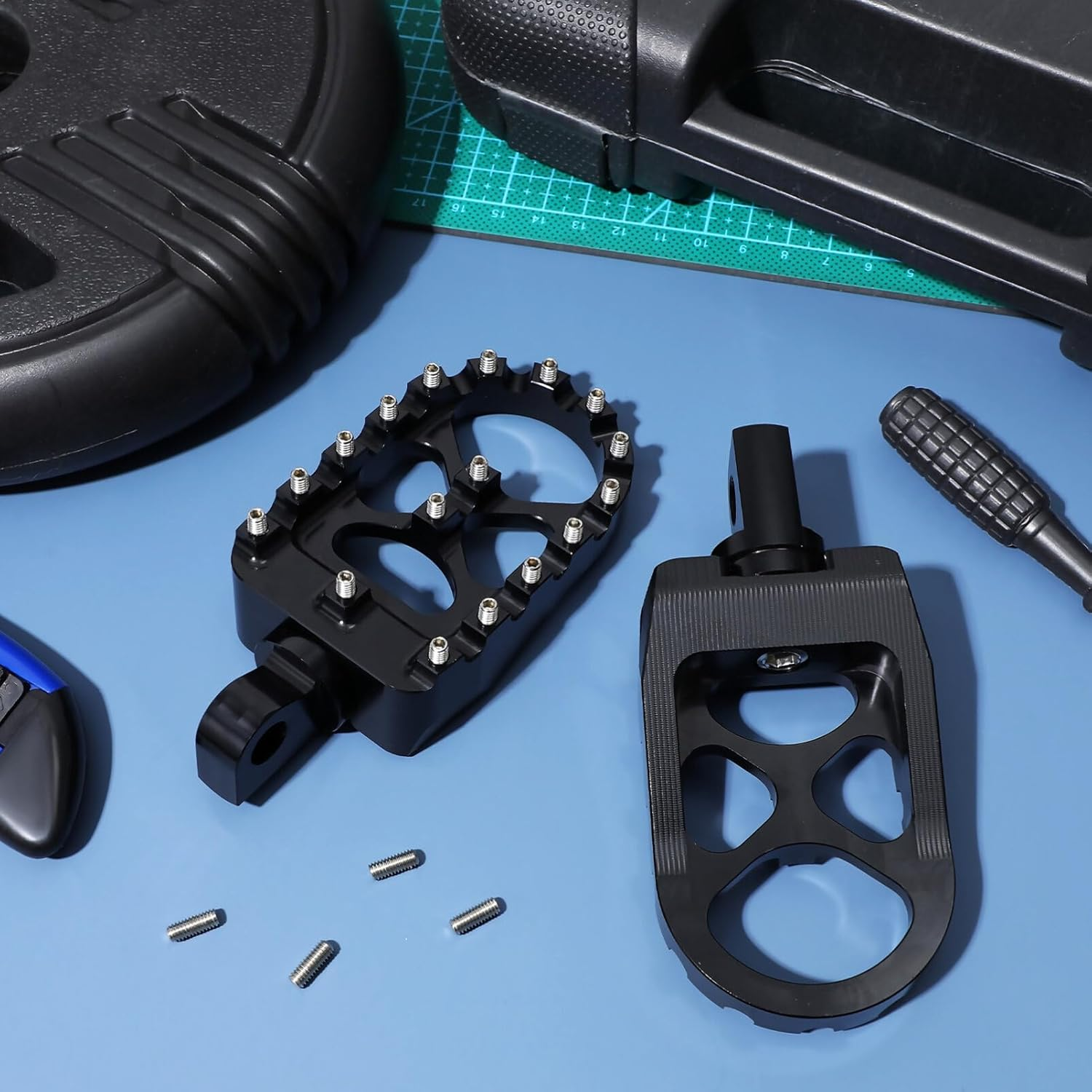 JECOMPRIS Motorcycle Foot Rests Motorbike Foot Pegs Front Rear Footpeg Motorcycle Brake Pedal for Motorcycle Motorbike Black image number 3