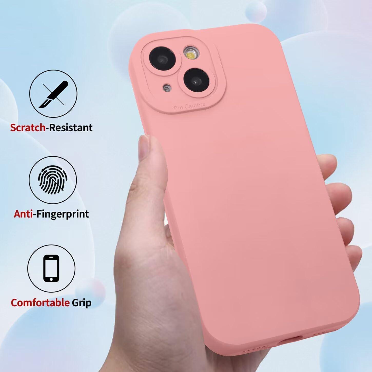 ILING Liquid Silicone Case for Xiaomi Redmi 15C 5G/4G/POCO C85, Simple Plain Ultra Thin Soft TPU Bumper Shockproof Scratch-Resistant Protective Case Matt Elegant Women'S Mobile Phone Case (Pink) image number 3