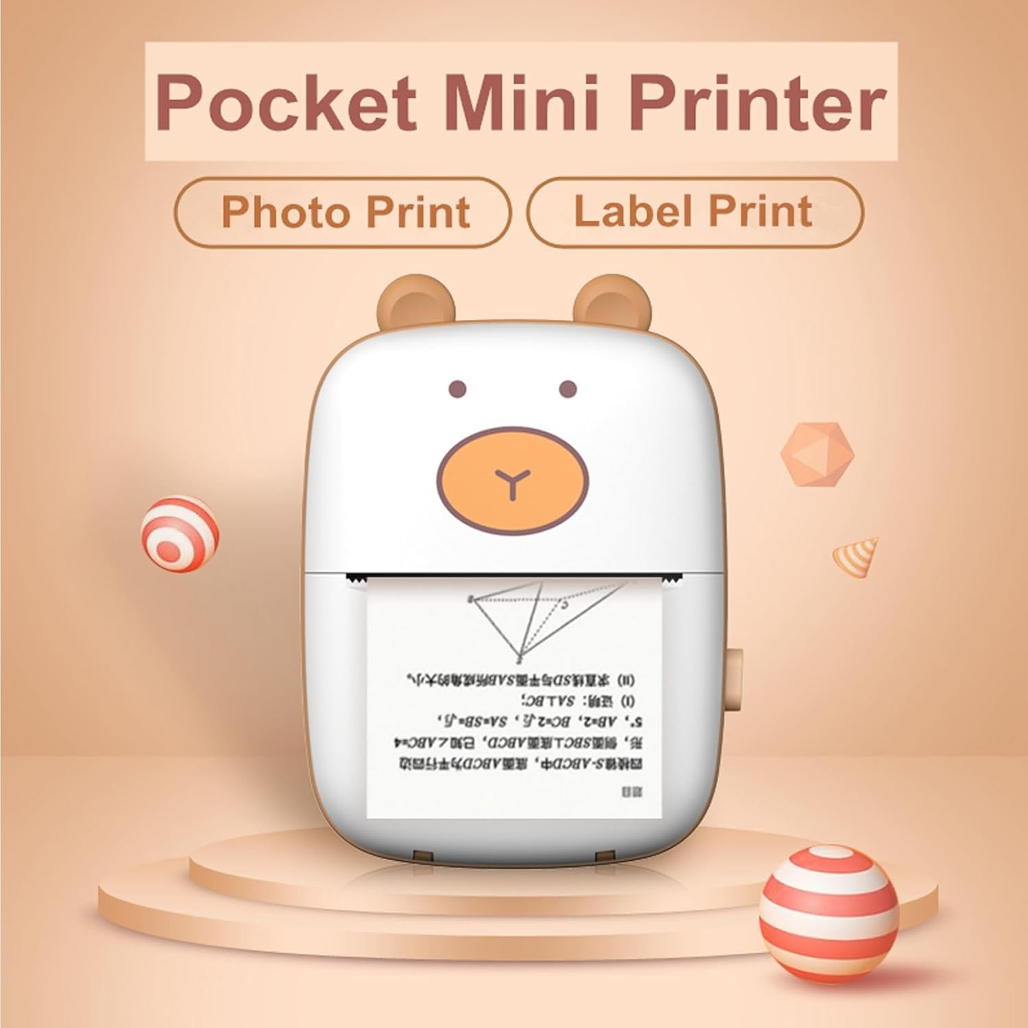 Portable Mini Printer with Rechargeable Battery, 200Dpi Resolution, Inkless, for Ios And, Suitable for Office, Family, Students, and Children image number 3