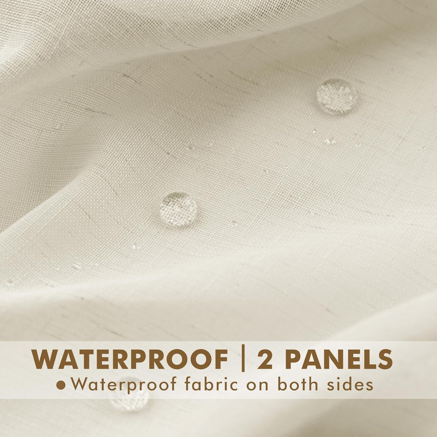 Holidayideas 4 Panels Outdoor Curtains for Patio-Natural Linen Semi Sheer Curtains for Patio Waterproof, Privacy Sun Light Indoor outside Drapes for Gazebo, Pergola, Balcony, Pool, Backyard 54X95 Inch image number 5