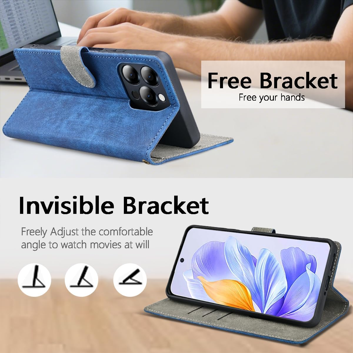 BEEJTUNY Leather Mobile Phone Case for Nothing Phone 3A Pro, Wallet Case with RFID Protection, Magnetic Fit Protective Case, Integrated TPU Cover Case, Brown image number 1