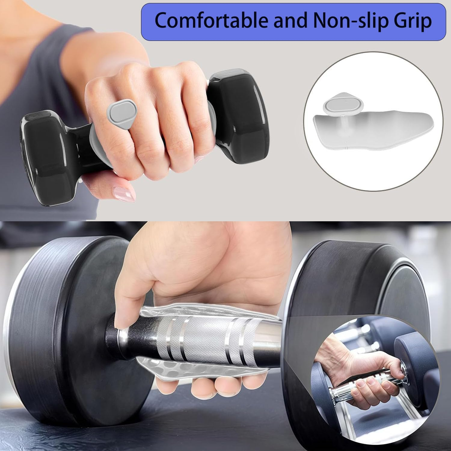 Anti-Slip Workout Grips, Ergonomic Rubber Hand Protector Gloves for Gym Training and Exercise, Weight Lifting, Dumbbell, Deadlift, Bar Pad Pull up Grippers with Storing Bag image number 3