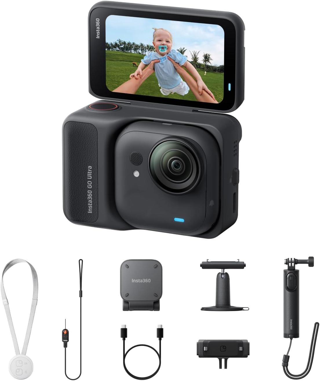 Insta360 GO Ultra Creator Bundle-Tiny Hands-Free 4K Cam, Lightweight & Portable, Low Light Excellence, Mount Anywhere, Flowstate Stabilization, 200 Min Battery Life, Waterproof to 33Ft, Midnight Black image number 3