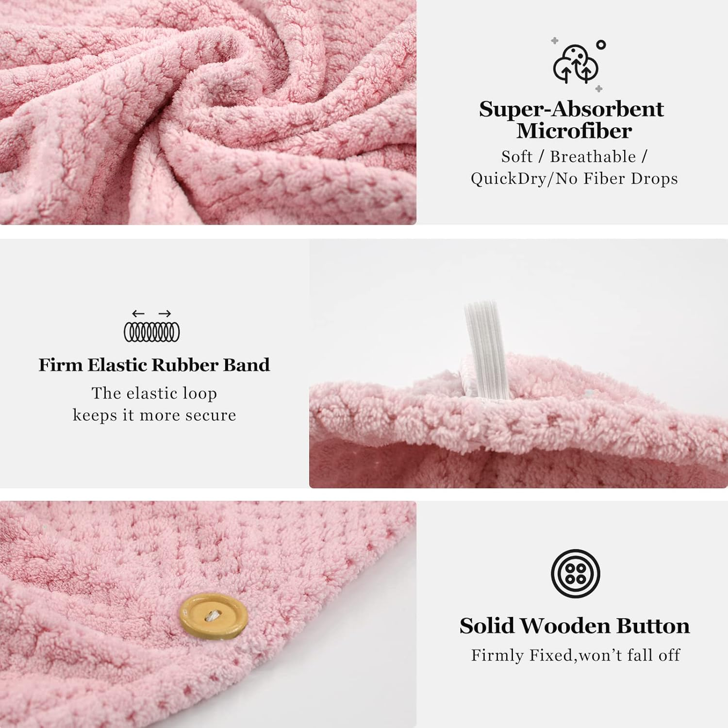 Women Microfiber Bath Wrap Towel and Hair Drying Towel - Adjustable Soft Body Wraps Dress with Hair Towel, Super Absorbent to Quick Drying Hair and Body (Pink) - Grey image number 6