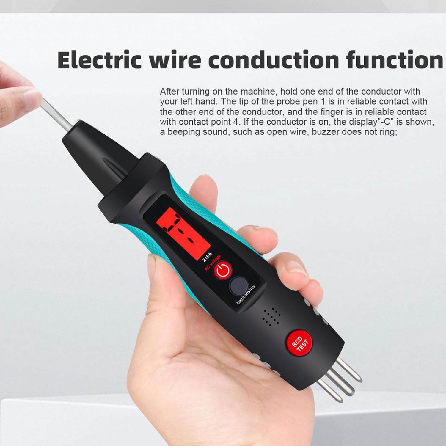 Socket Circuit Test Pen - NCV Intelligent Sensing Circuit Tester with Flashlight & LCD Display, Circuit Analyzer, Neutral Live Wire Power off Tester image number 4