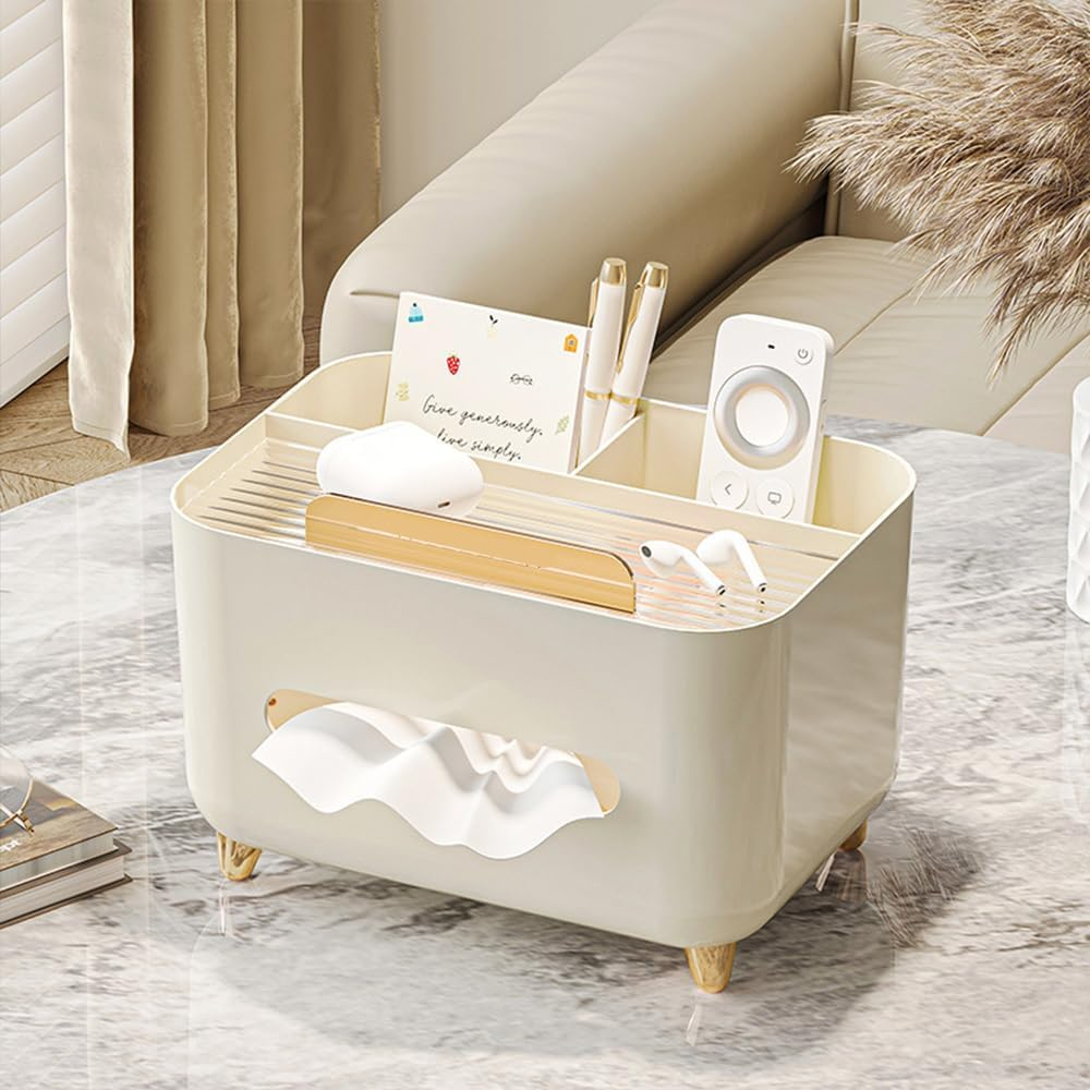 Multifunctional Tissue Box with Remote Control, Desktop Storage Organizer for Living Room, Bedroom, Office, or Hotel image number 2