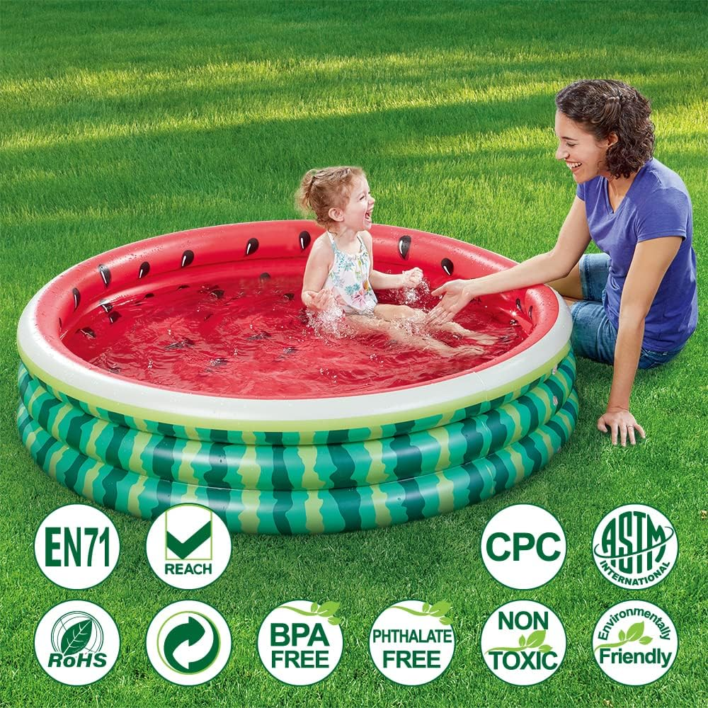 Kiddie Pool 5 Feet Watermelon Durable Inflatable Pool for Kids, Large Baby Pool Water Play Pool and Ball Pit for Indoor or Outdoor image number 5
