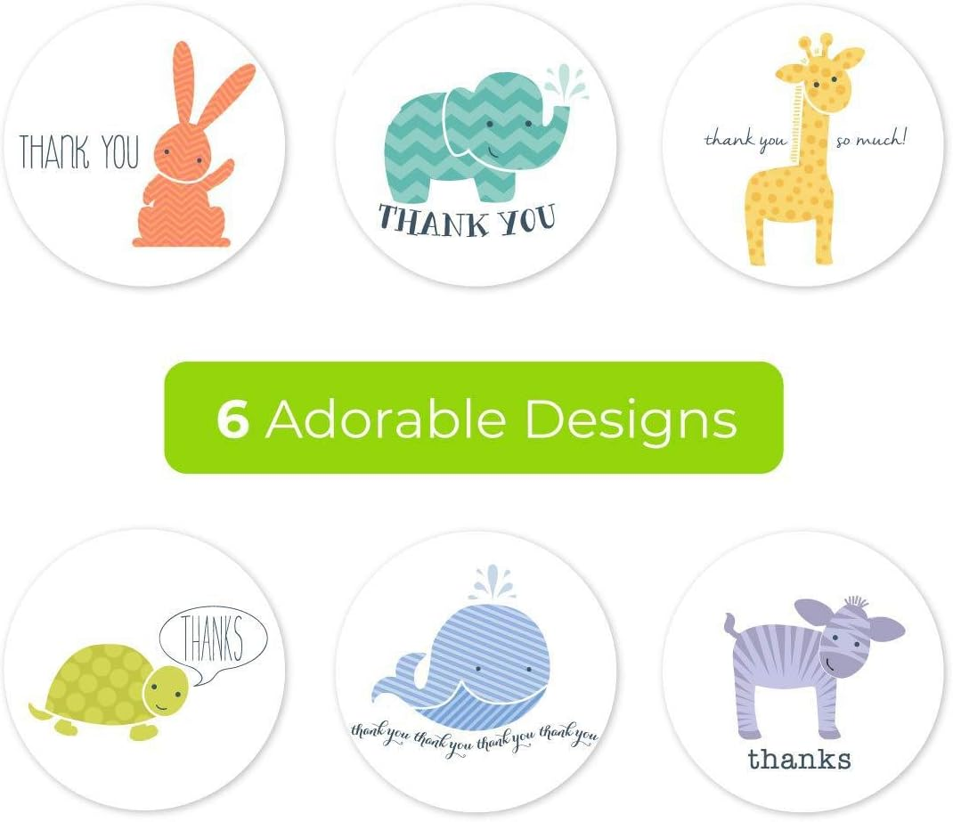 Hothotgirl Thank You Sticker Labels | 1.5" round | 500 Cute Animal & Flower Stickers per Roll | Waterproof, Self-Adhesive, Perfect for Cards, Envelopes & More image number 2