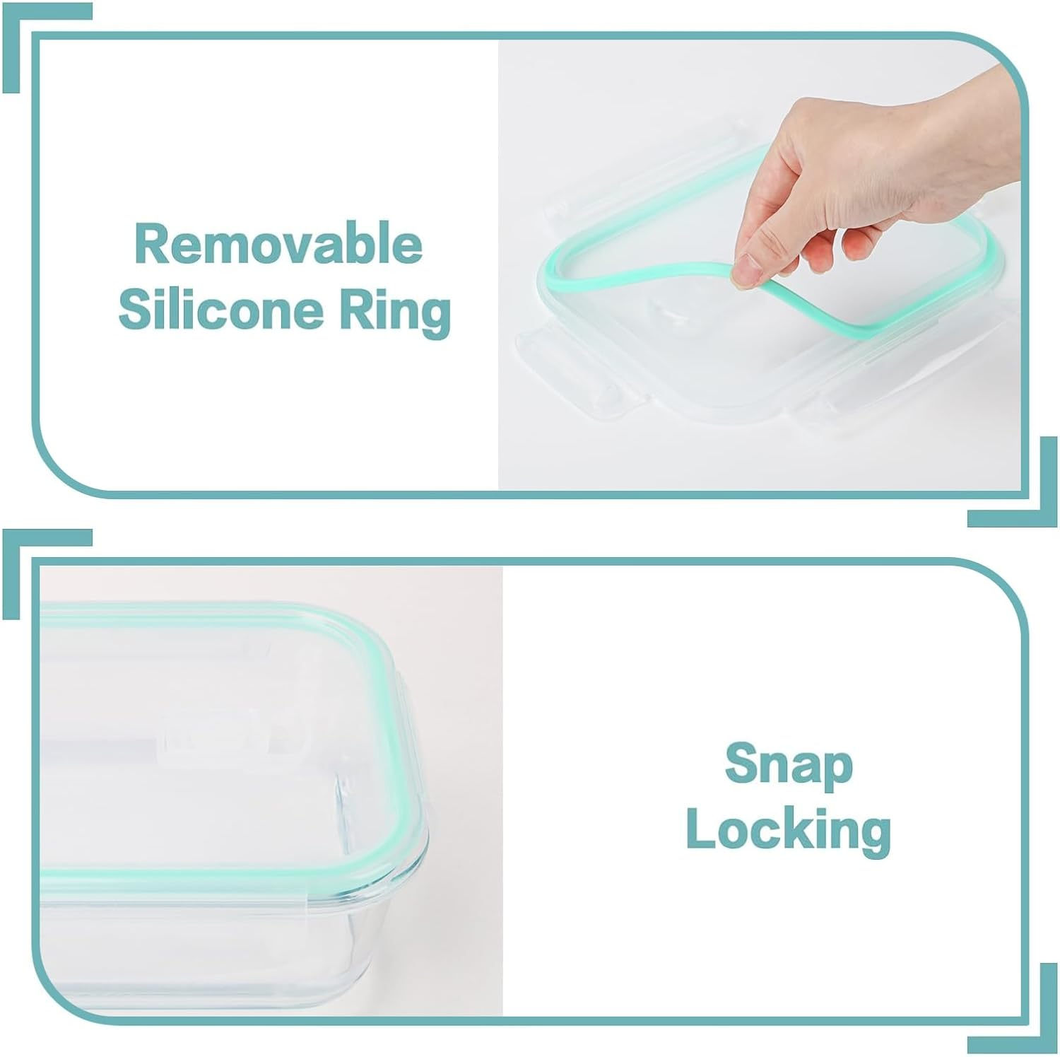 BEWAVE Glass Food Storage Containers with Snap Locking Lids, 4 Pack 1000Ml Meal Prep Container, BPA Free& Leak Proof image number 5