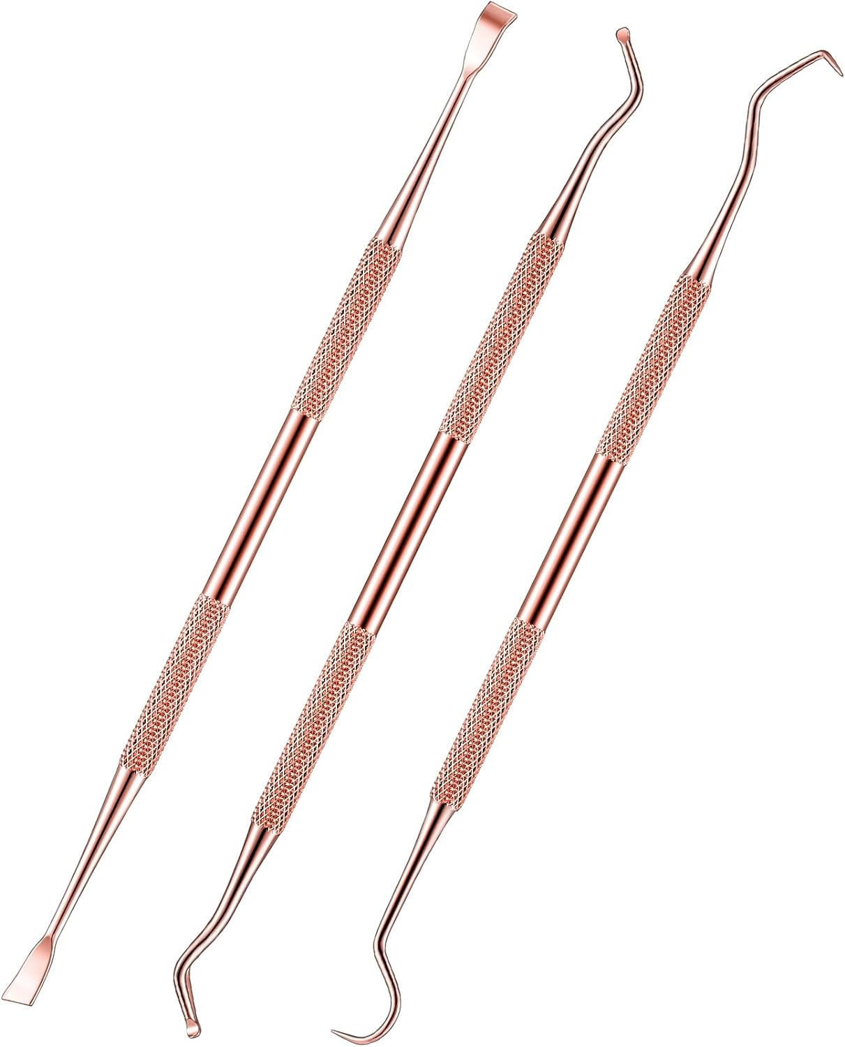 Hotop 3 Pieces Dog Dental Tooth Scaler and Scraper Stainless Double Headed Tarter Removing Tool Scraper Pet Teeth Cleaning Tools for Dog and Cat (Rose Gold)