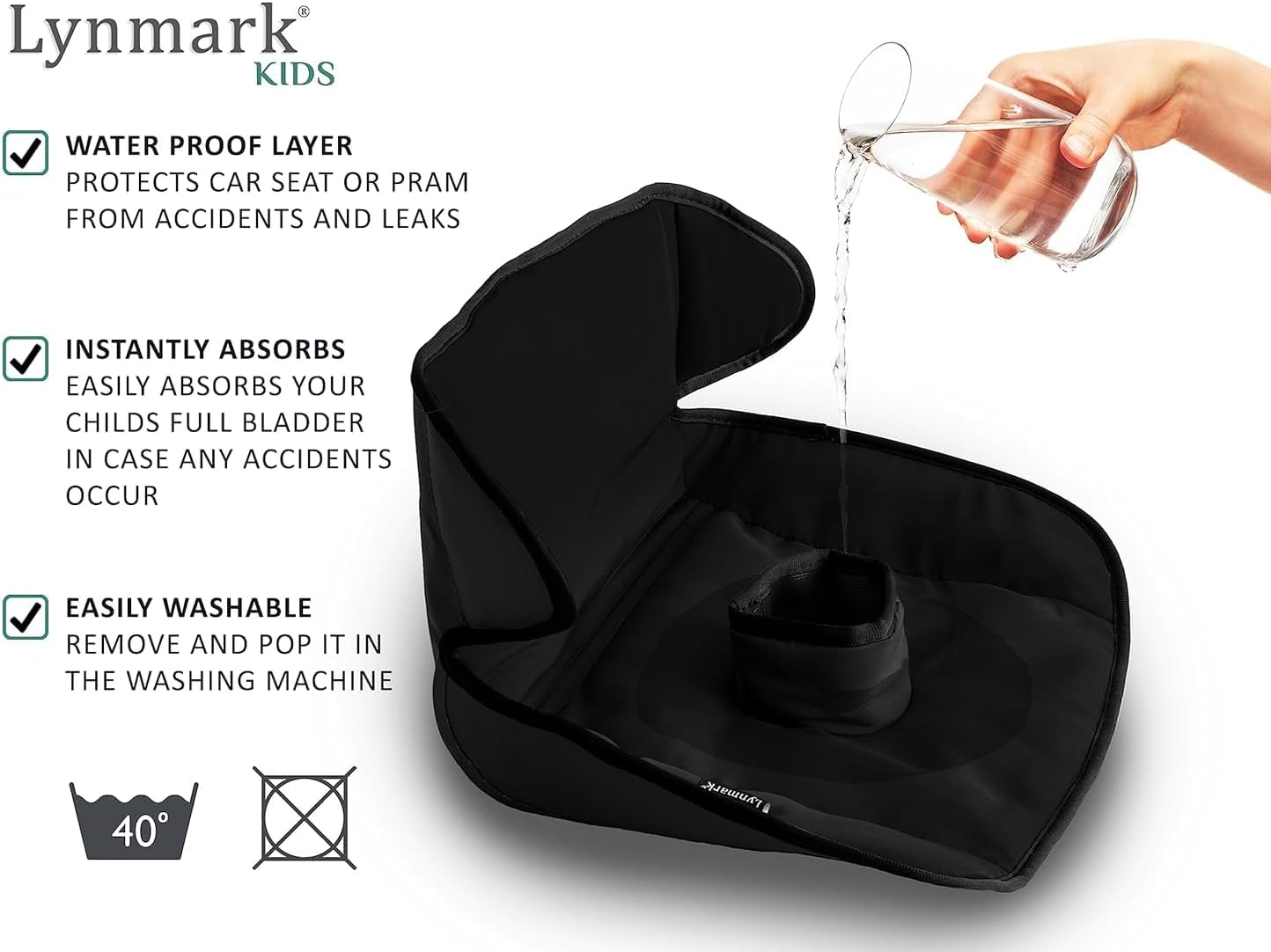 Car Seat Protector for Potty Training | Travel Potty Cover from Spillages, Nappy Leaks & Toilet Training| Piddle Pad Fits All Carseat & Buggy, Age: 6M-4 Years Old |Keeps Seat Clean & Dry! Black image number 3