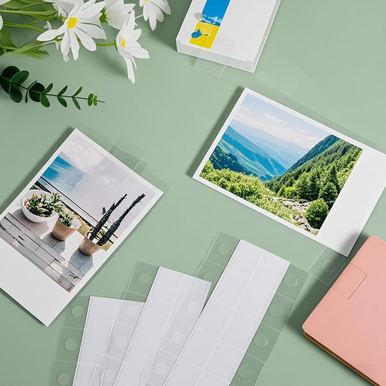 100 PCS round Hole Clear Sticky Hanging Tabs 4 X 2.5Cm Self Adhesive Hanging Tabs Clear Hang Tab Sticky Tab Labels Stickers Key Tags Store Retail Sale Items Plastic Display image number 1