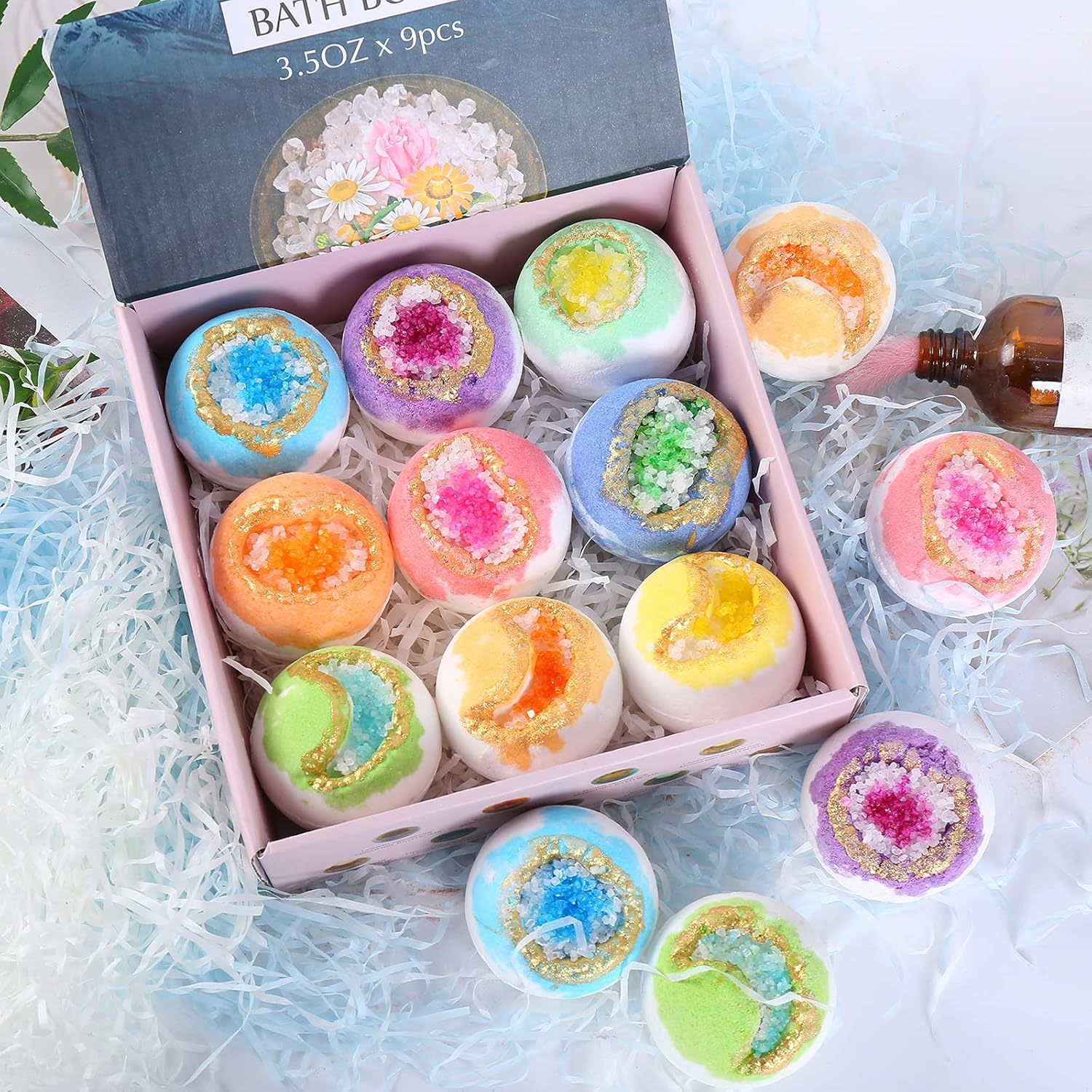 Bath Bombs Set 100G Bath Balls Sea Salt Body Cleanser for Bubble Bath Spa & Home Use Birthday & Set 9 Pack image number 3