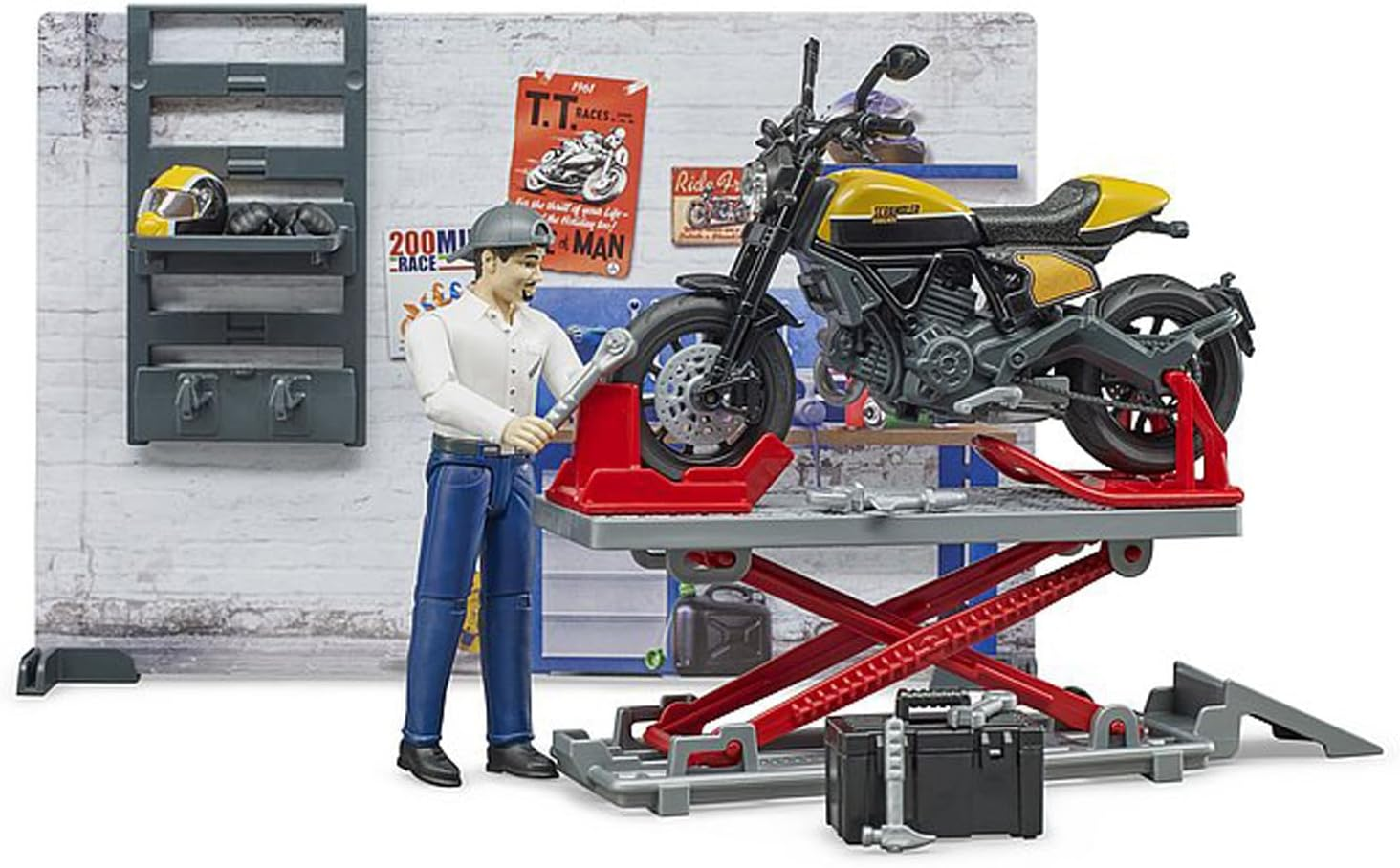 Bruder 62102 Bworld Set - Motorcycle Service W Scrambler Ducati Full Throttle image number 2