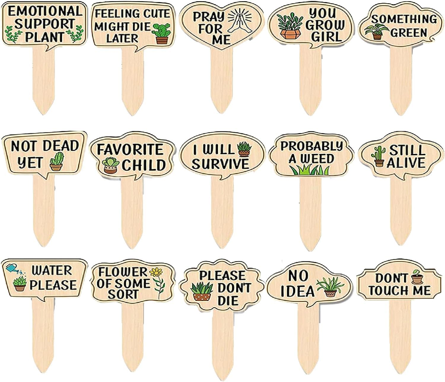 Wooden Plant Markers Plant T Type Tags Garden Labels with Printed, 15Pcs Wooden Plant Markers Plant T Type Tags Plant T-Type Signs with Printed, Wooden T-Type Plant Labels Sign Tags with Printed image number 3