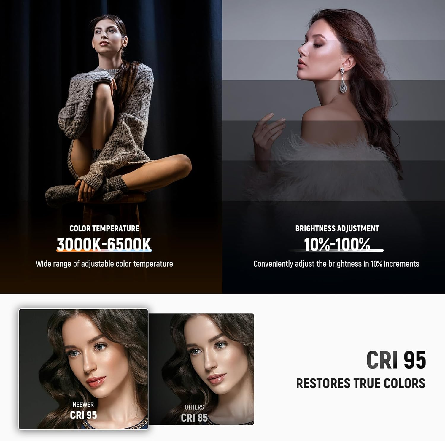 NEEWER Basics 18W 7" Desktop Ring Light with Stand for Desk, Video Conference Streaming Recording Makeup Selfie Computer Laptop Zoom Lighting, Full Screen LED Circle Ringlight with Arm & C Clamp, R18 image number 3