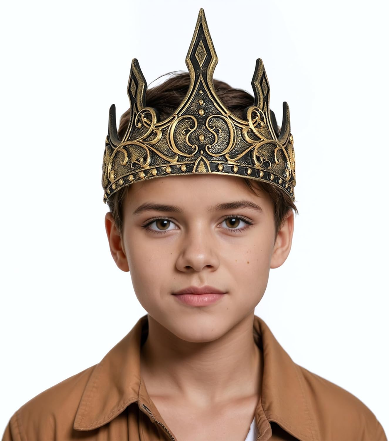 OJIOUI 1Pcs King Crown Props Adjustable Royal Crown Medieval King Costume Accessories for Halloween Cosplay image number 4