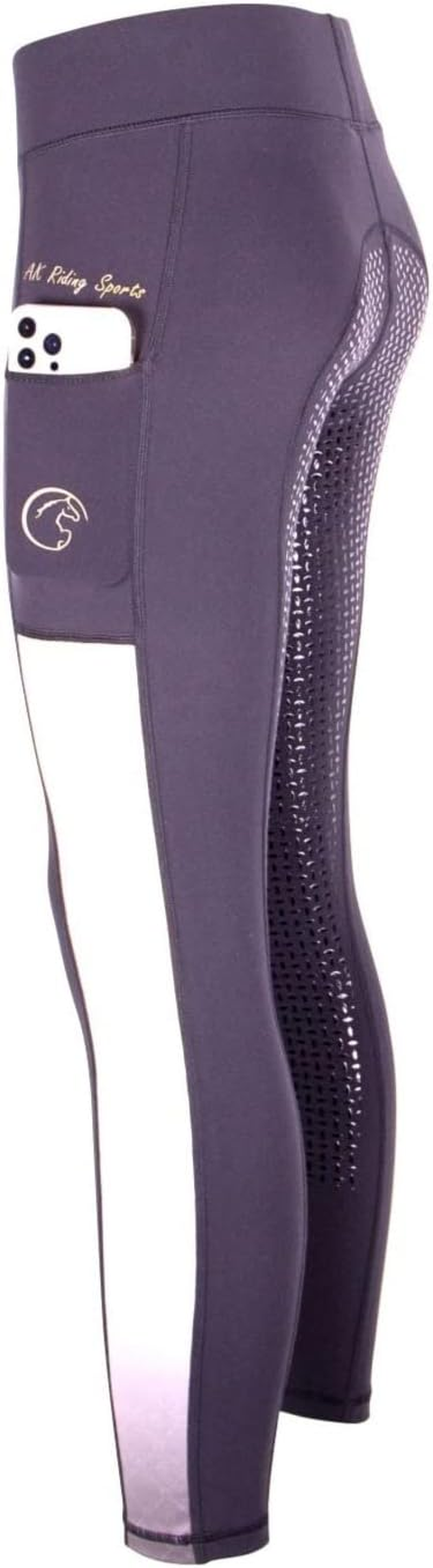 AK Rainbow Pull on High Waisted Breathable Horse Riding Tights/Leggings/Breeches with Full Seat Silicon Grip AKRS 6058 image number 5
