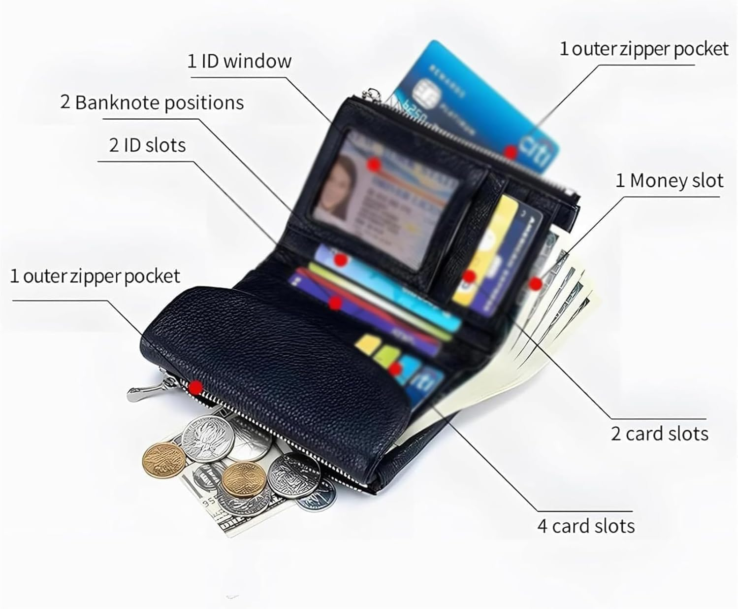 Unisex Leather Wallet, 5.3In Short Genuine Leather Coin Card Holder with Money Clip for Coins and Cards, Small Compact Bifold Pocket Purse Multicolor, for Men & Wome (Brown)