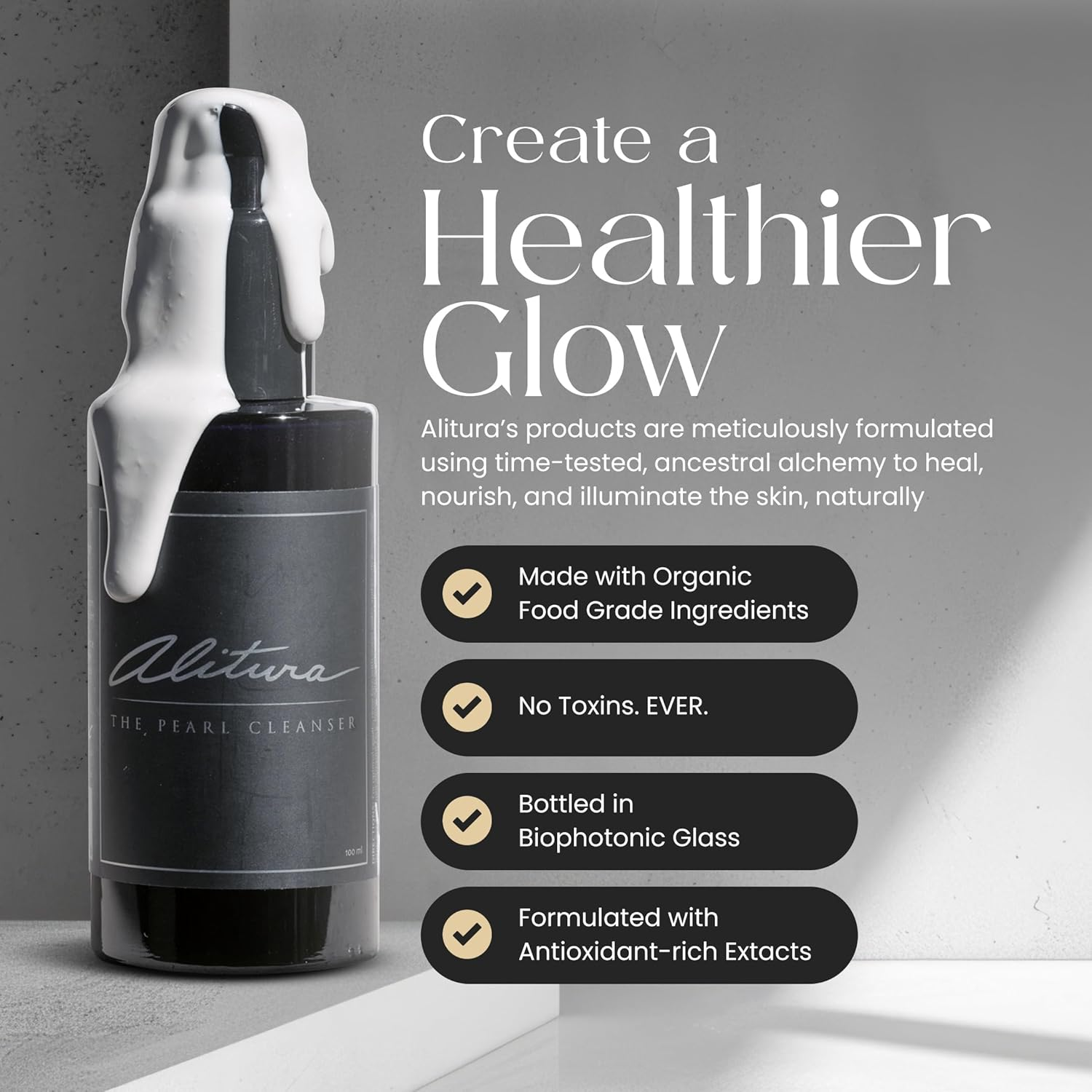 (100 Ml) - Alitura Organic Anti-Ageing Pearl Facial Cleanser for Men and Women with Marine Collagen - Finally Have Clear Acne-Free Skin with the Best All Natural Face Wash - 3.4 Oz (100 Ml) image number 5