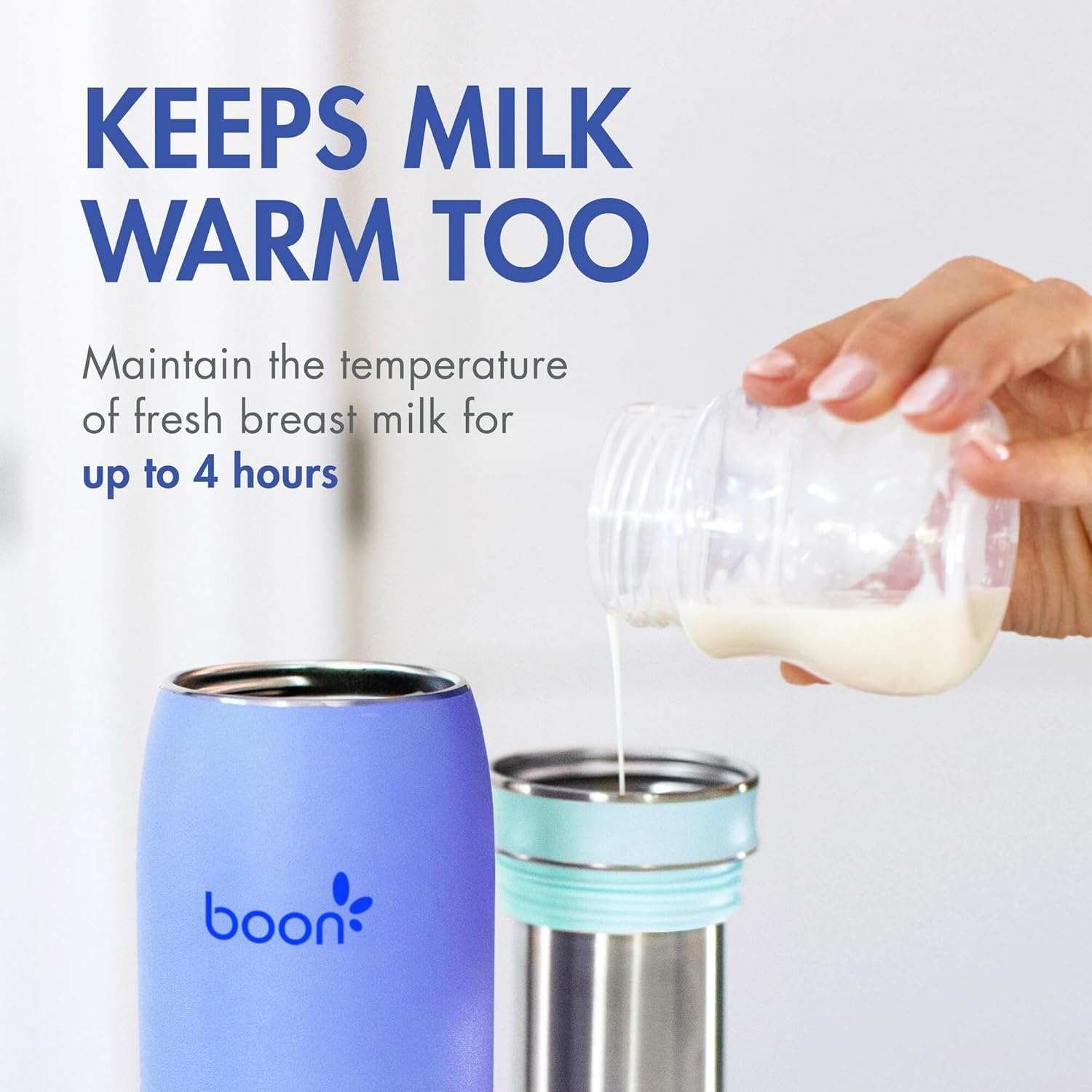 Boon FROSH Stainless Steel Portable Milk Chiller - Blue - Keeps Breast Milk Cold for up to 17 Hours* - Purple image number 4