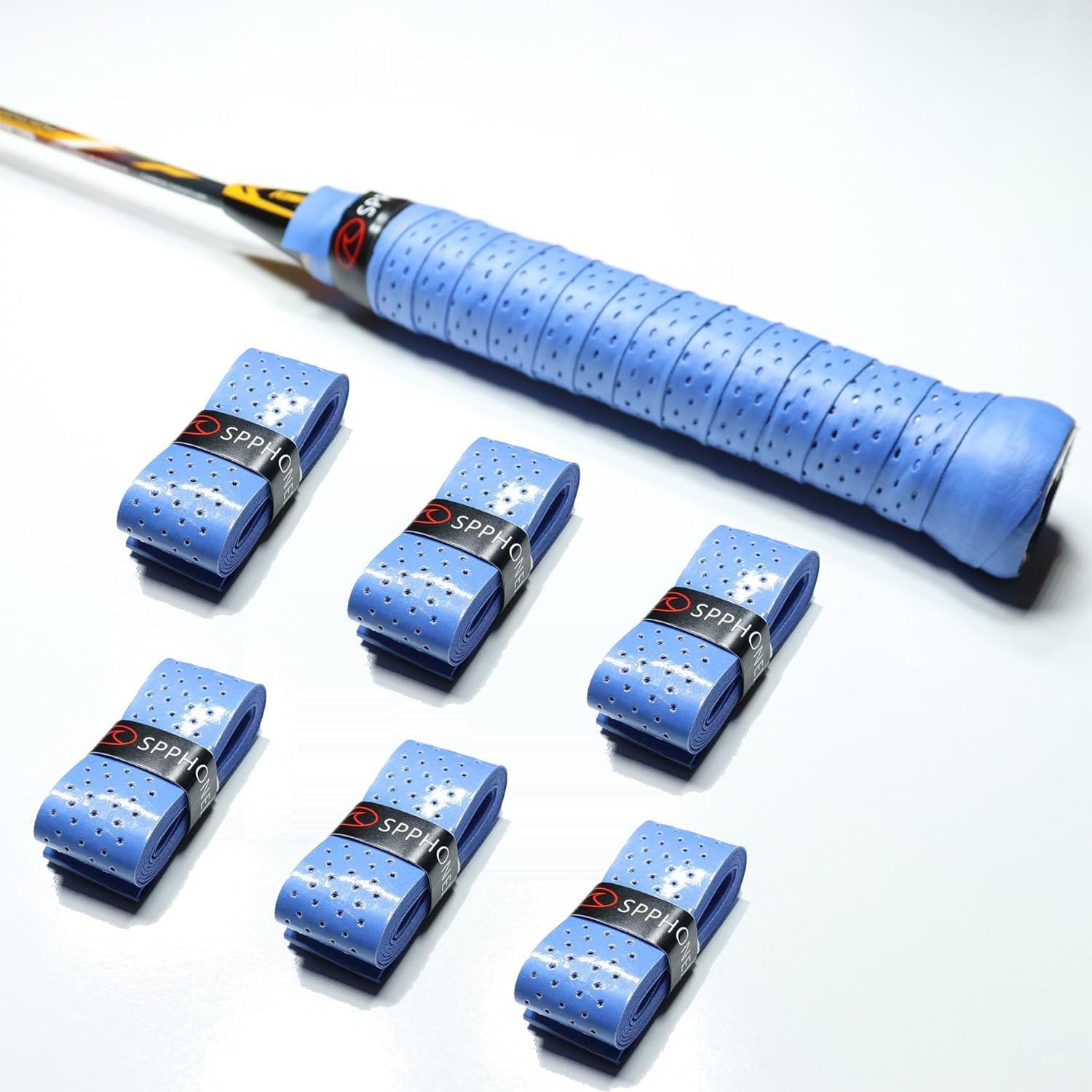 SPPHONEIX (6-Packs) Tennis Racket Grip Tape Sweat-Absorbing Handle Grip for Tennis, Badminton, Squash, Golf, Fishing, and Pickleball Overgrip