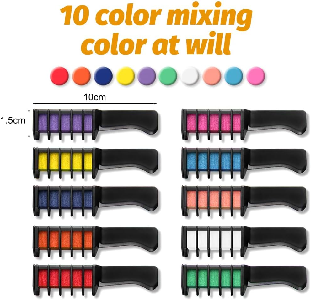 Hair Chalk Comb Temporary Light Hair Colour Cream Gifts for Girls for Children 4 5 6 7 8 9 11+ Years 10 Pieces image number 6