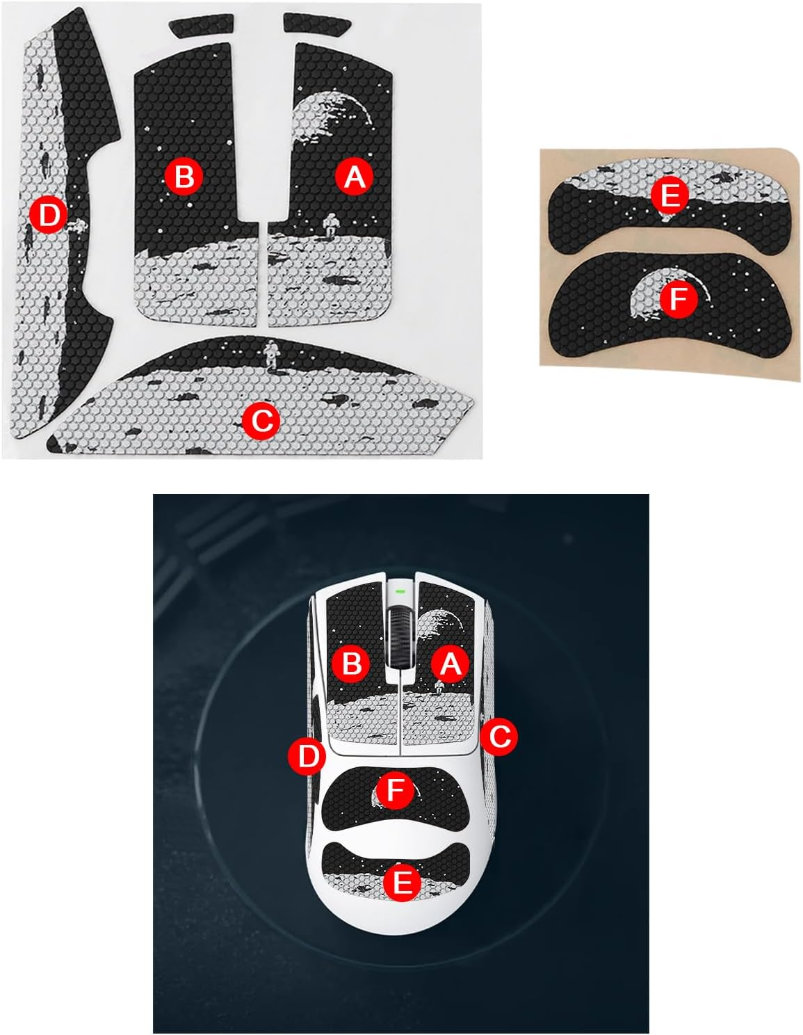 Emsea 1 Set Anti-Slip Mouse Grip Tape Stickers Compatible with Razer Compatible with Viper V3 Pro for Enhanced Gaming Precision Pre-Cut and Sweat-Resistant Skin, Earth Pattern image number 2