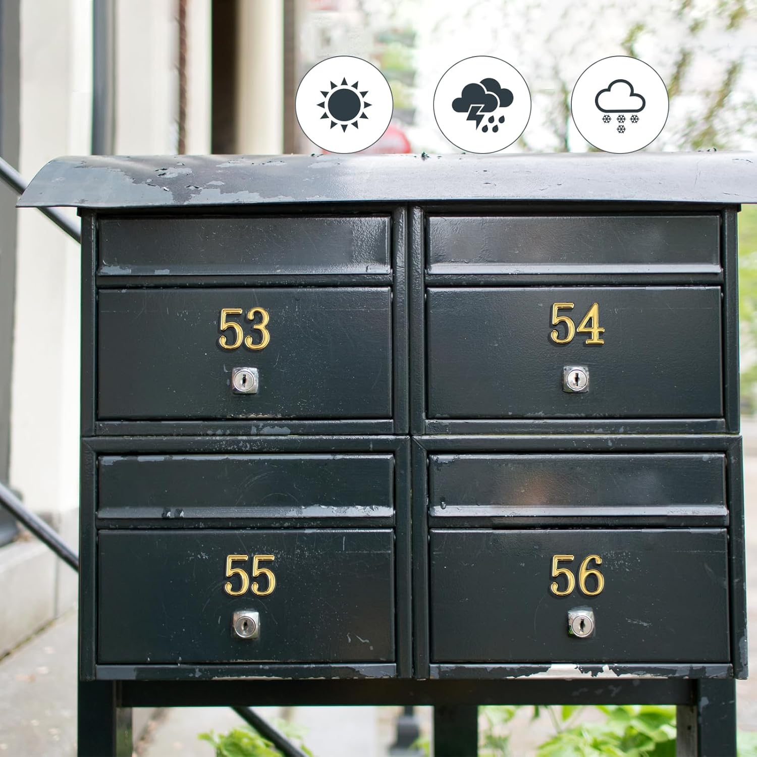 20Pcs 2 Inch Mailbox Numbers for Outside, 0-9 Gold Mailbox Numbers Self Adhesive Door Address Numbers Stickers for Mailbox Apartment House Room Office Trash Bins image number 2